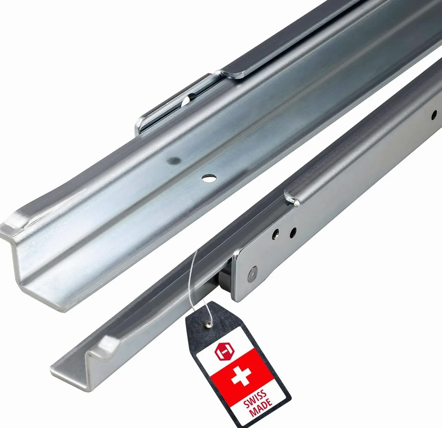 Gedotec wysuwany schowek z ciężkimi rolkami prowadzenie częściowe 650 mm szyna szufladowa montaż nakładkowy | FR206 | nośność 100 kg | stal ocynkowana | 1 para - ciężkie wysuwaki do szafek kuchennych