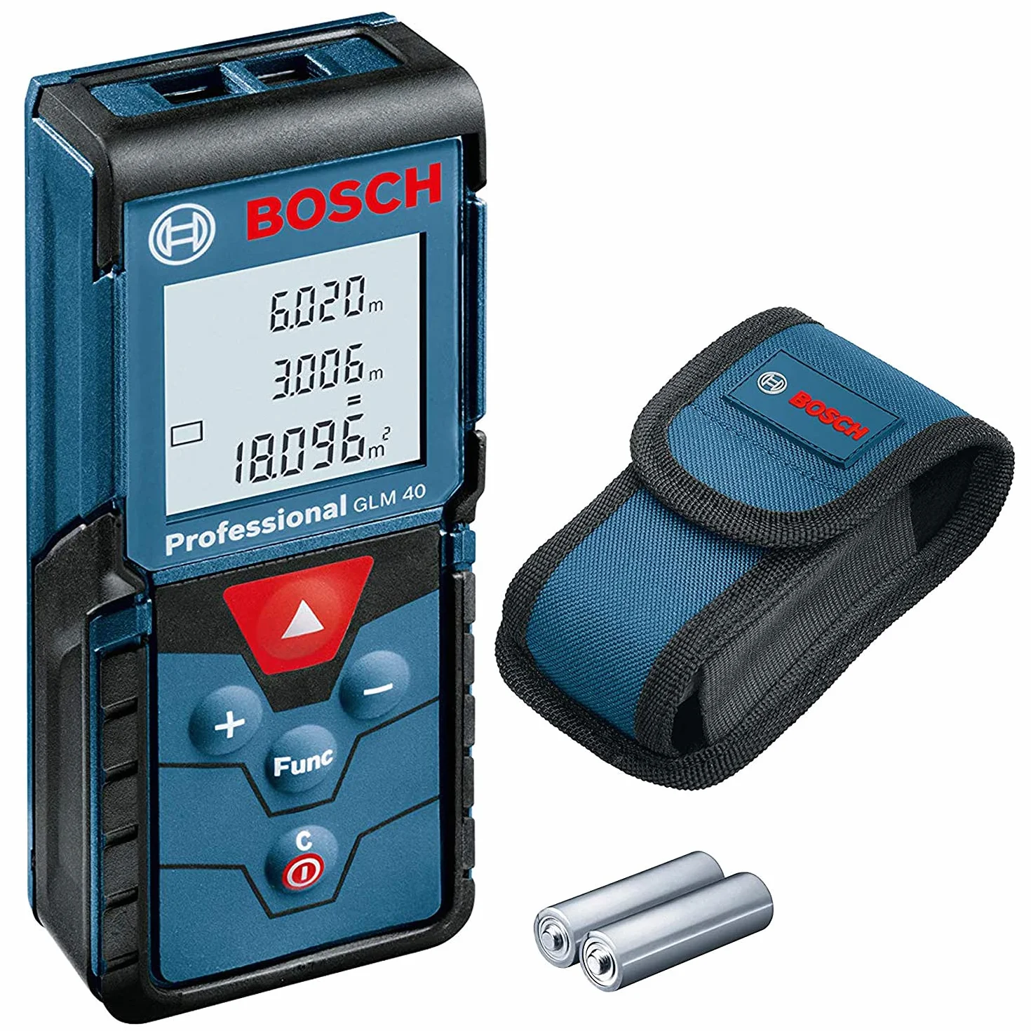 Bosch Professional Dalmierz laserowy GLM 40 (funkcja pamięci, zasięg pomiaru: 0,15–40 m, 2 baterie 1,5 V, pokrowiec) [Klasa energetyczna A+]