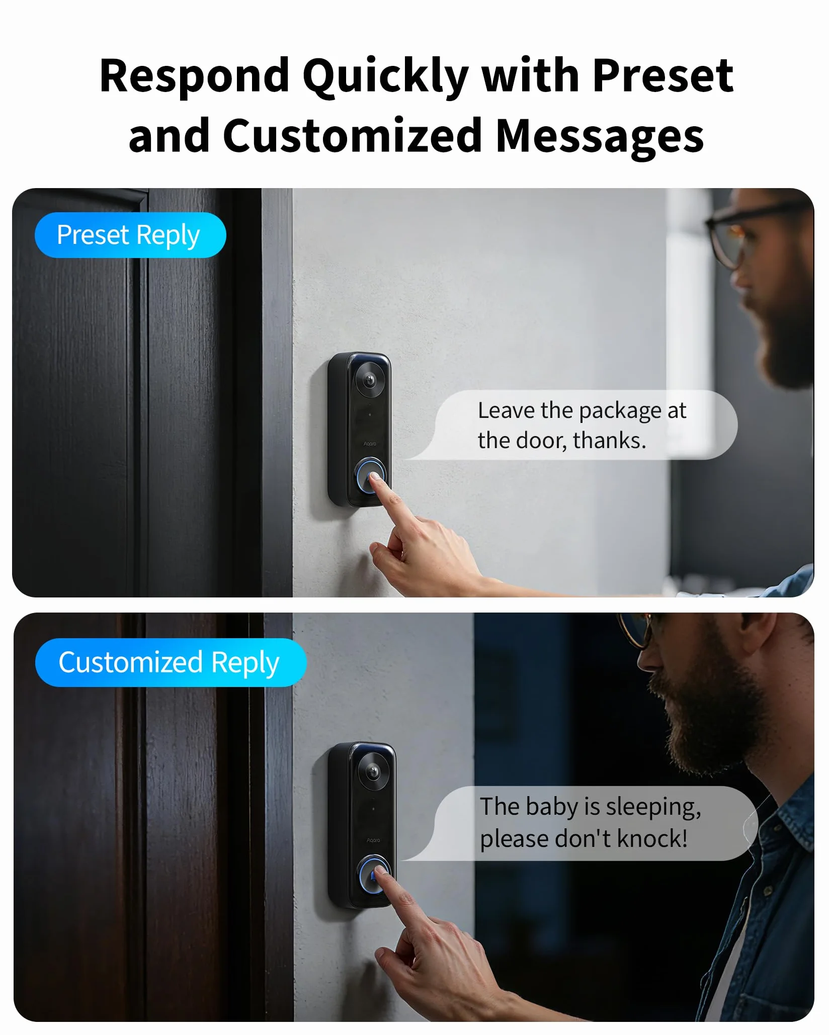 Aqara Wideodomofon G400 z Gongiem, Przewodowy/PoE, HomeKit Secure Video, Widok od stóp do głów w jakości 2K, Wi-Fi 6 2,4/5 GHz, Obsługa Alexa/Google/SmartThings, Lokalne wykrywanie i nagrywanie 24/7