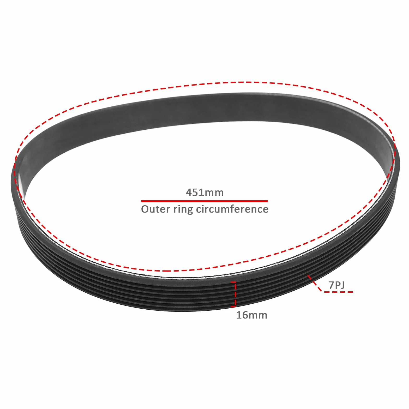 Pasek napędowy do kosiarki Bosch Rotak 320, 7 żeber, 16 mm, 451 mm