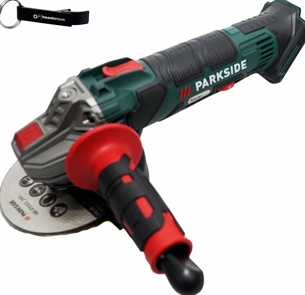 HEADNMORE® Bundle – PARKSIDE® 20 V akumulatorowa szlifierka kątowa PWSA 20 w walizce transportowej + breloczek do kluczy HEADNMORE® (bez akumulatora)