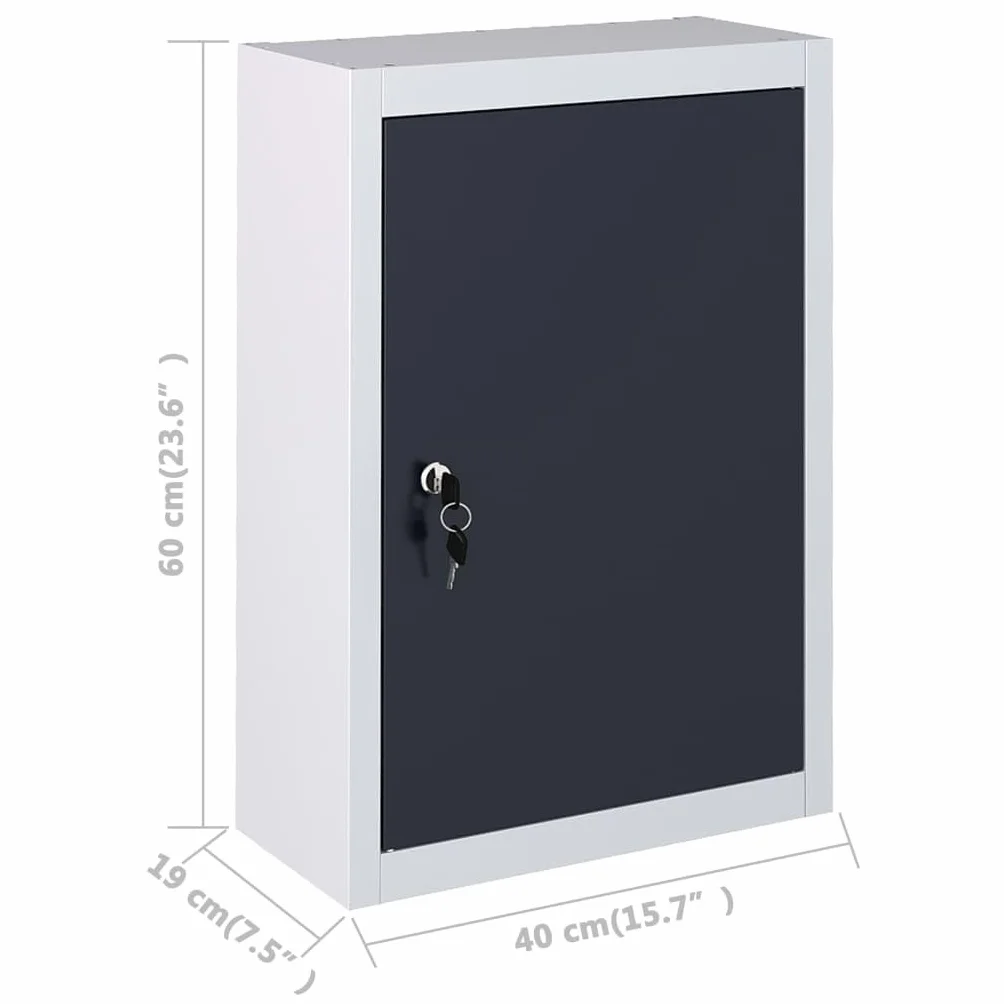 Metalowa szafka na narzędzia, szara, czarna, z regulowaną półką i zamykanymi drzwiami, 40 x 19 x 60 cm, szafka warsztatowa, organizer do garażu, warsztatu, piwnicy, dla majsterkowiczów