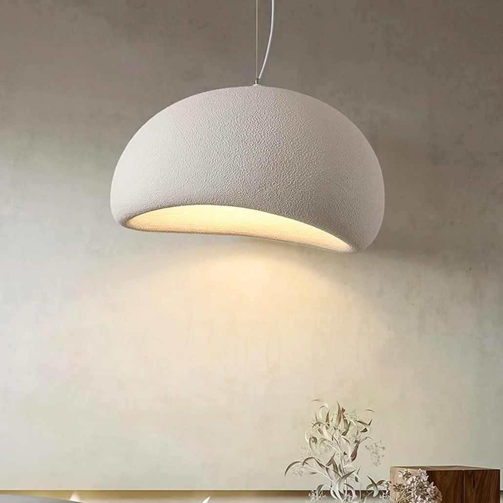 Lampa Wisząca Wabi-sabi Nowoczesny Żyrandol Do Jadalni Abażur Z Imitacji Kamienia Projekt Ptasiego Gniazda Kreatywny Wisząca Lampa Do Sypialni Salon Jadalnia Wyspa Kuchenna Przedpokój Biały(60cm)