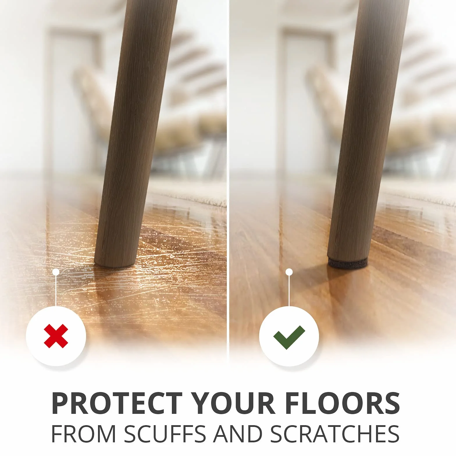 Filcowe podkładki meblowe X-PROTECTOR - 48 Premium Samoprzylepne podkładki Ochrona podłogi - Filcowe podkładki do Nóżki mebli - Najlepsze Podkładki meblowe do podłóg - Chroń swoje twarde podłogi!