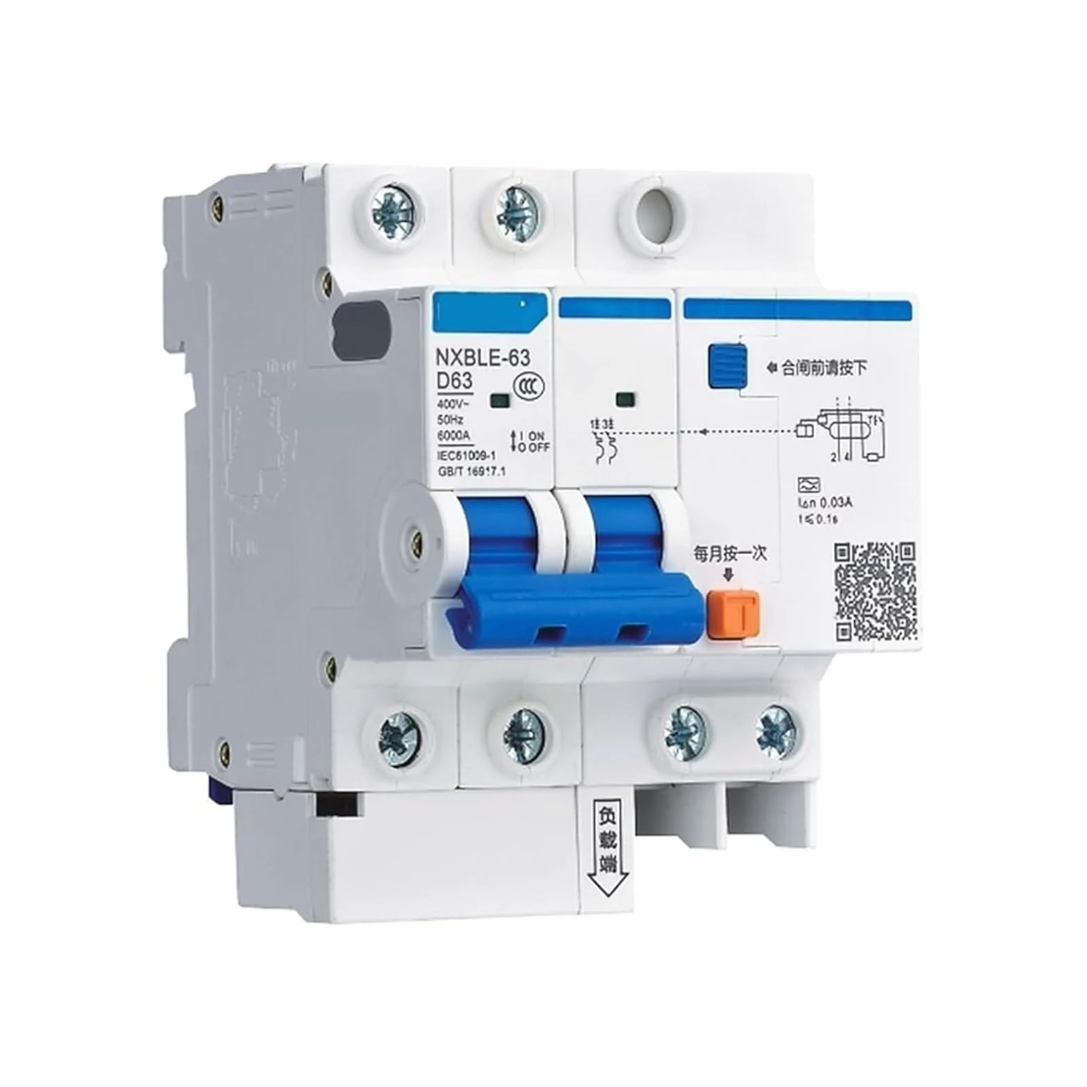 Wyłącznik automatyczny AC230/400V NXBLE32/63/125C typ przeciążenia zwarcie 25 32 40 50 63 80 100 A prąd resztkowy działanie 1 szt. kolor: 1P N rozmiar: NXB (1P N, NXBLE-63 C20)