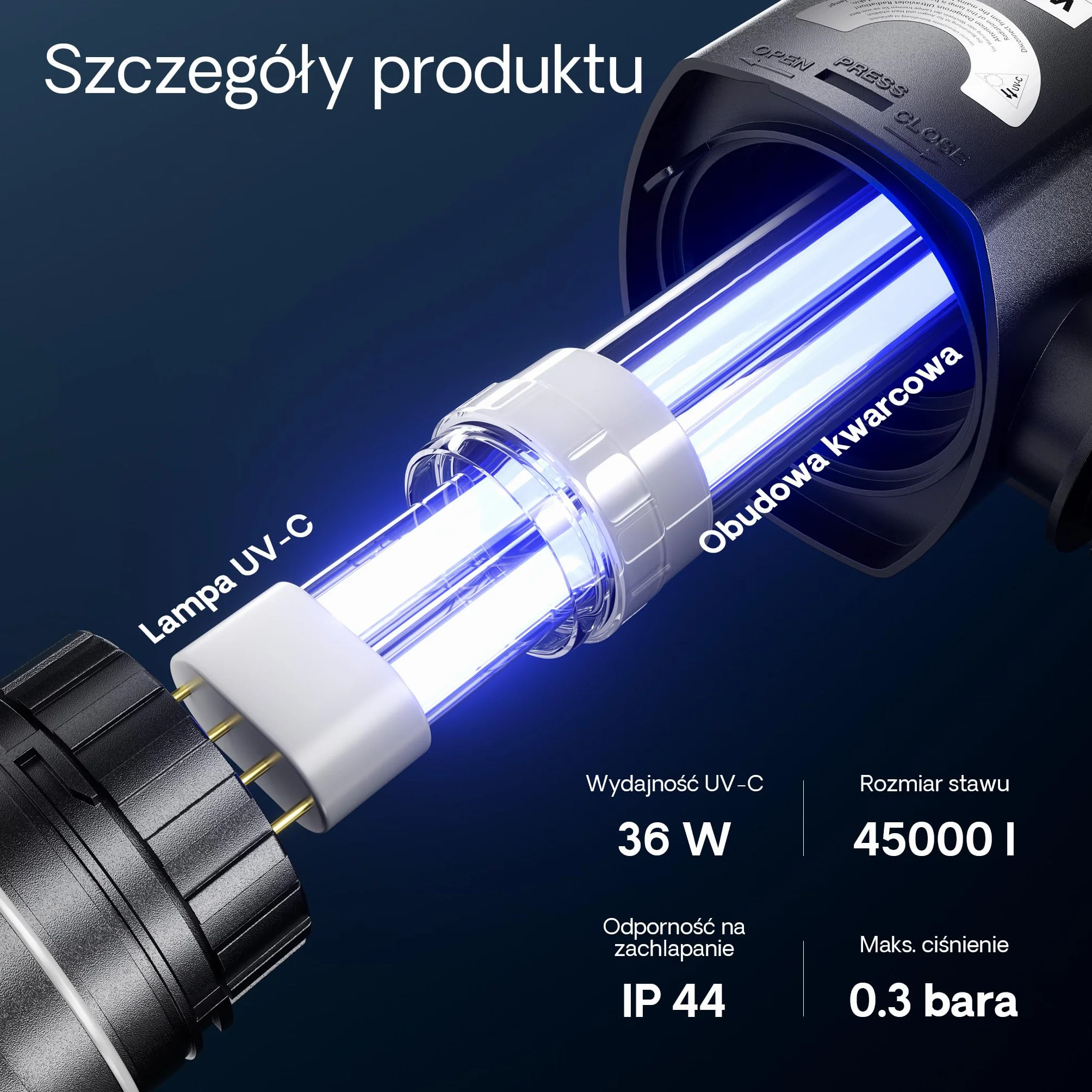 SunSun CUV-236 sterylizator UV-C 36 W do oczka wodnego