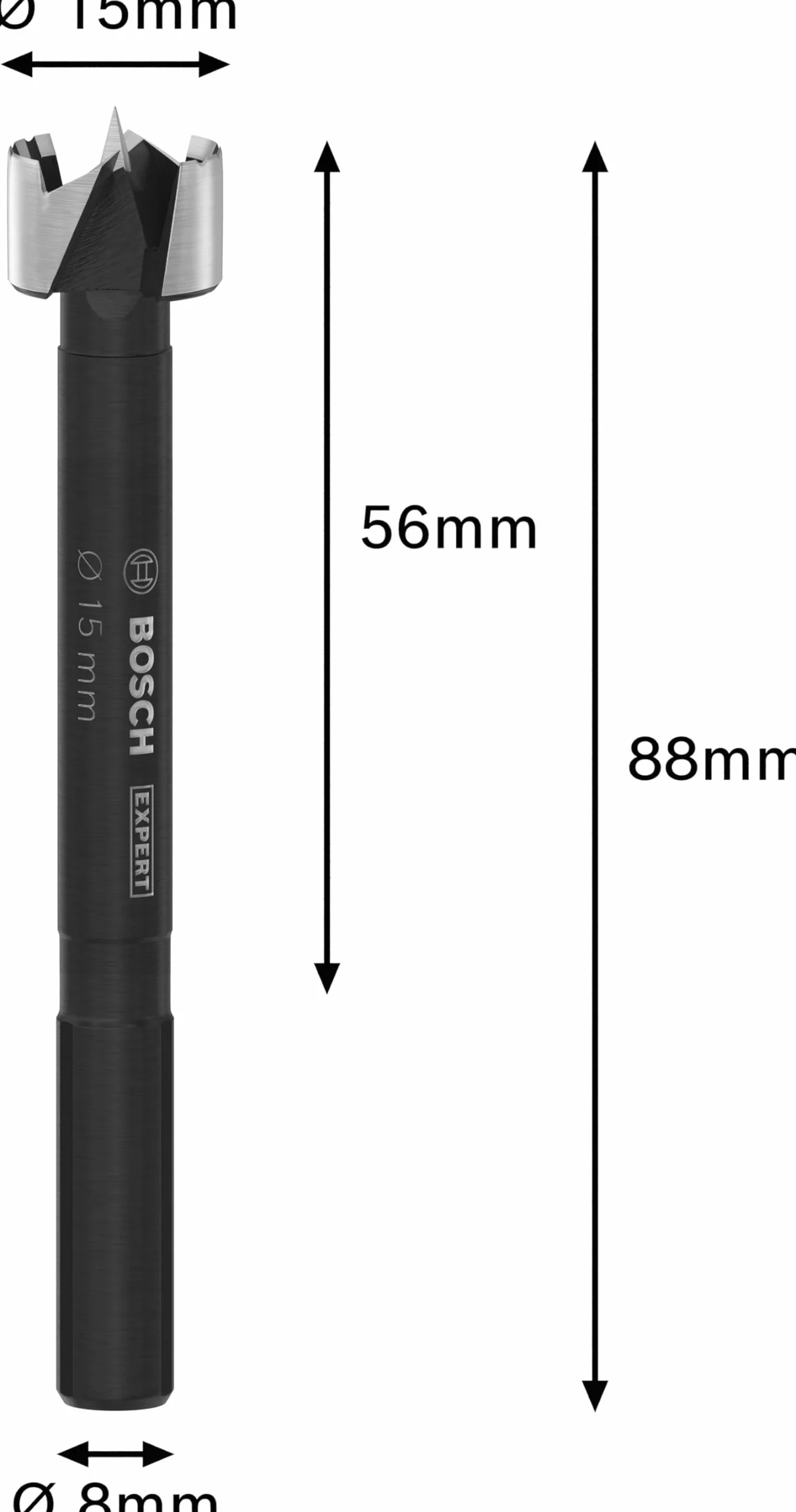 Bosch 1x Wiertło Forstner EXPERT Wood (do Miękkie drewno, Twarde drewno, Ø 15,00 mm, Professional Akcesoria Wiertarki)