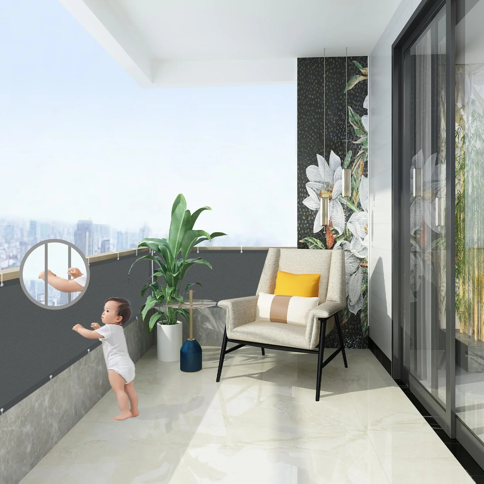Osłona Balkonowa 90x200cm PES 170g/m² Antracyt Ochrona przed Wiatrem UV