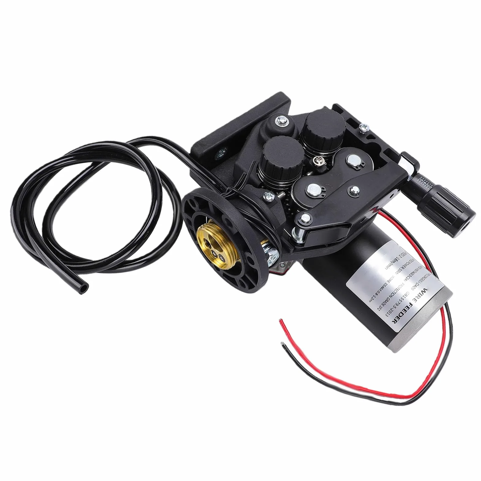 FTVOGUE Silnik Podajnika Drutu Spawalniczego MIG MAG, 4-rolkowy Podajnik Drutu Metalowego, DC24V 50W, Regulacja od 2 do 18 M na minutę, Gniazdo Europejskie do Półautomatycznych Maszyn Spawalniczych ze