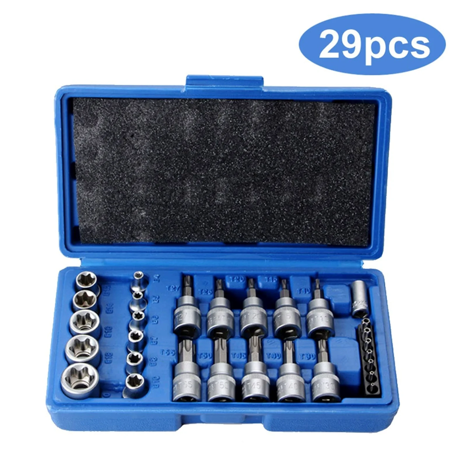 yaoqijie Gniazdo Torx Star Set & Bit Male Kobieta E Gniazda z Torx Narzędzie Ki, zewnętrzny moment obrotowy Gniazdo Ustaw narzędzie do naprawy silnika lasting (Color : 29PCS)