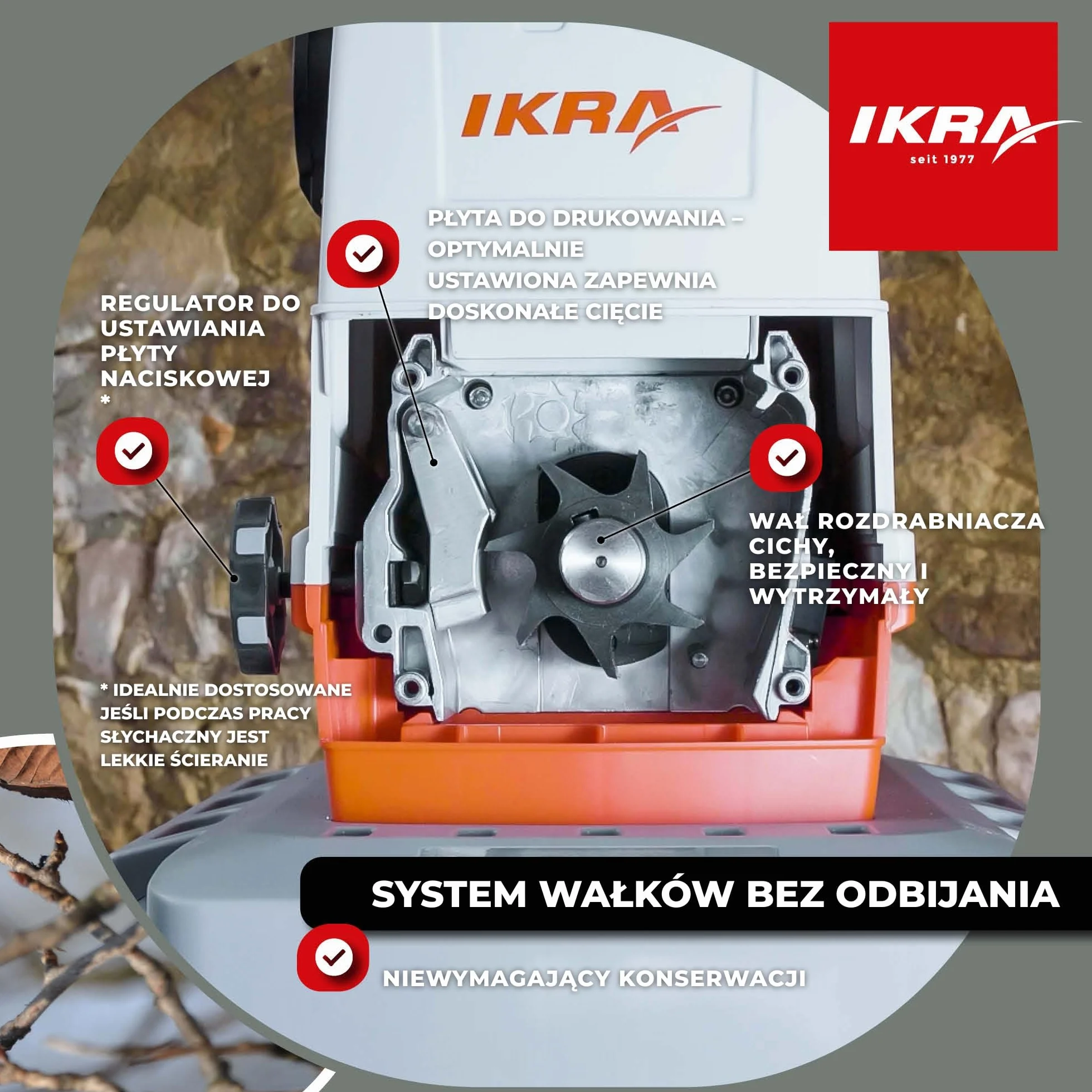 IKRA rozdrabniacz ogrodowy walcowy elektryczny ILH 3000 A 3000 W 44 mm