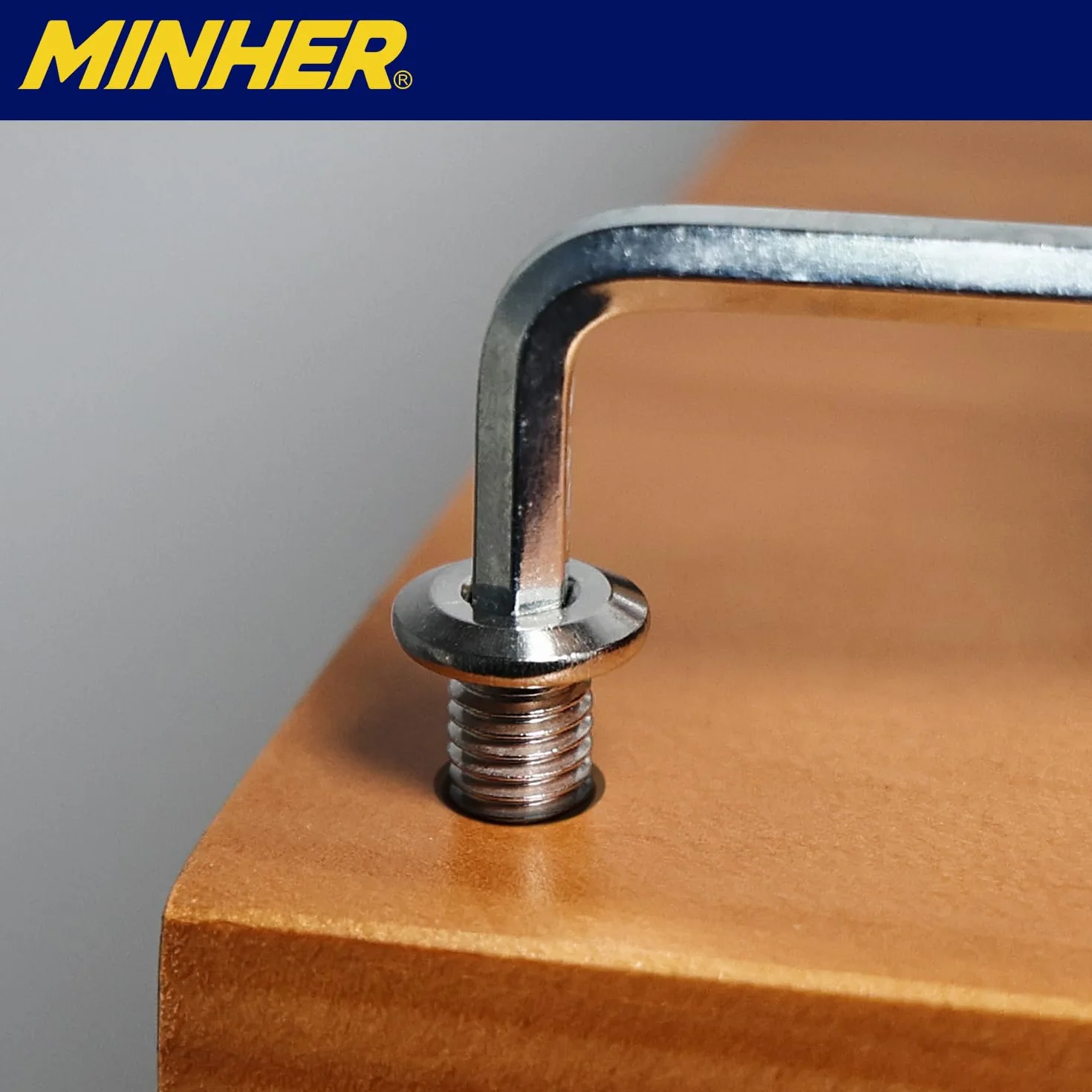 MINHER 10 zestawów śrub M4 x 8 mm, śruby z łbem płaskim, A2 V2A, stal nierdzewna, płaskie, sześciokątne, do mebli (z kluczem imbusowym)