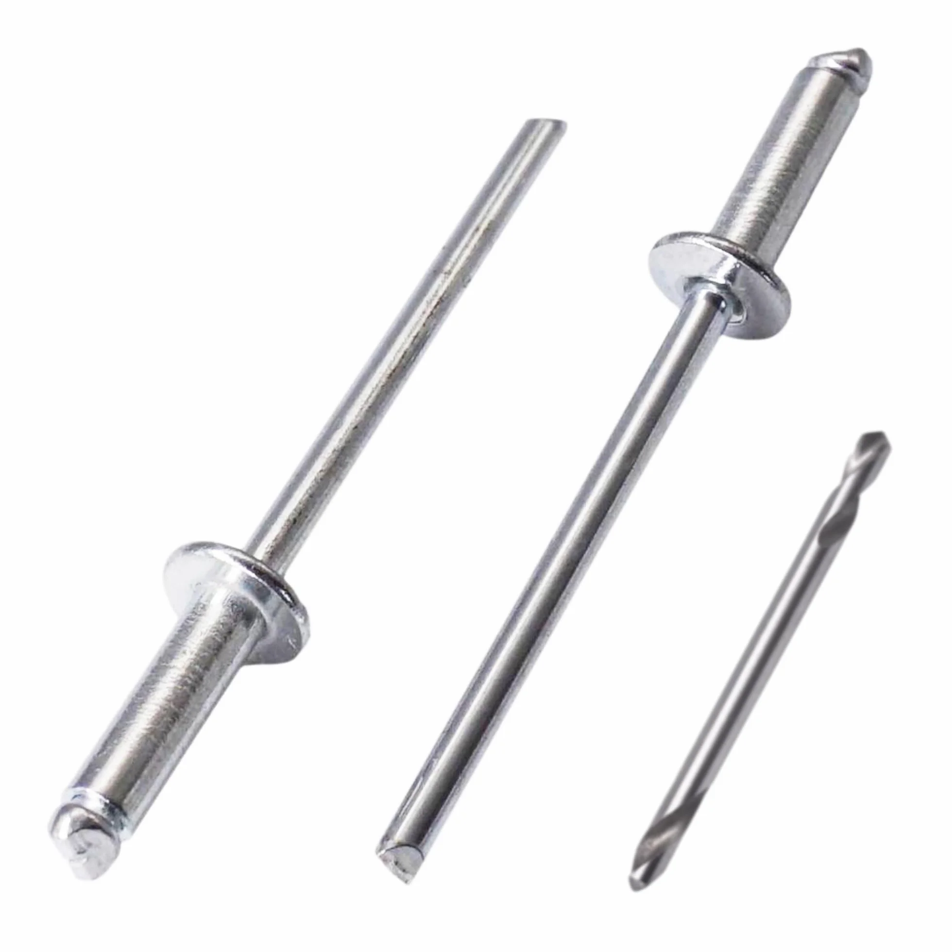 SKIR'CO (400 szt.) Nity zrywalne ze stali ocynkowanej 3,0 x 12 mm, stalowy trzpień, nity typu Pop Nity, głowica kopułowa, nity DIN 7337, wiertło w zestawie