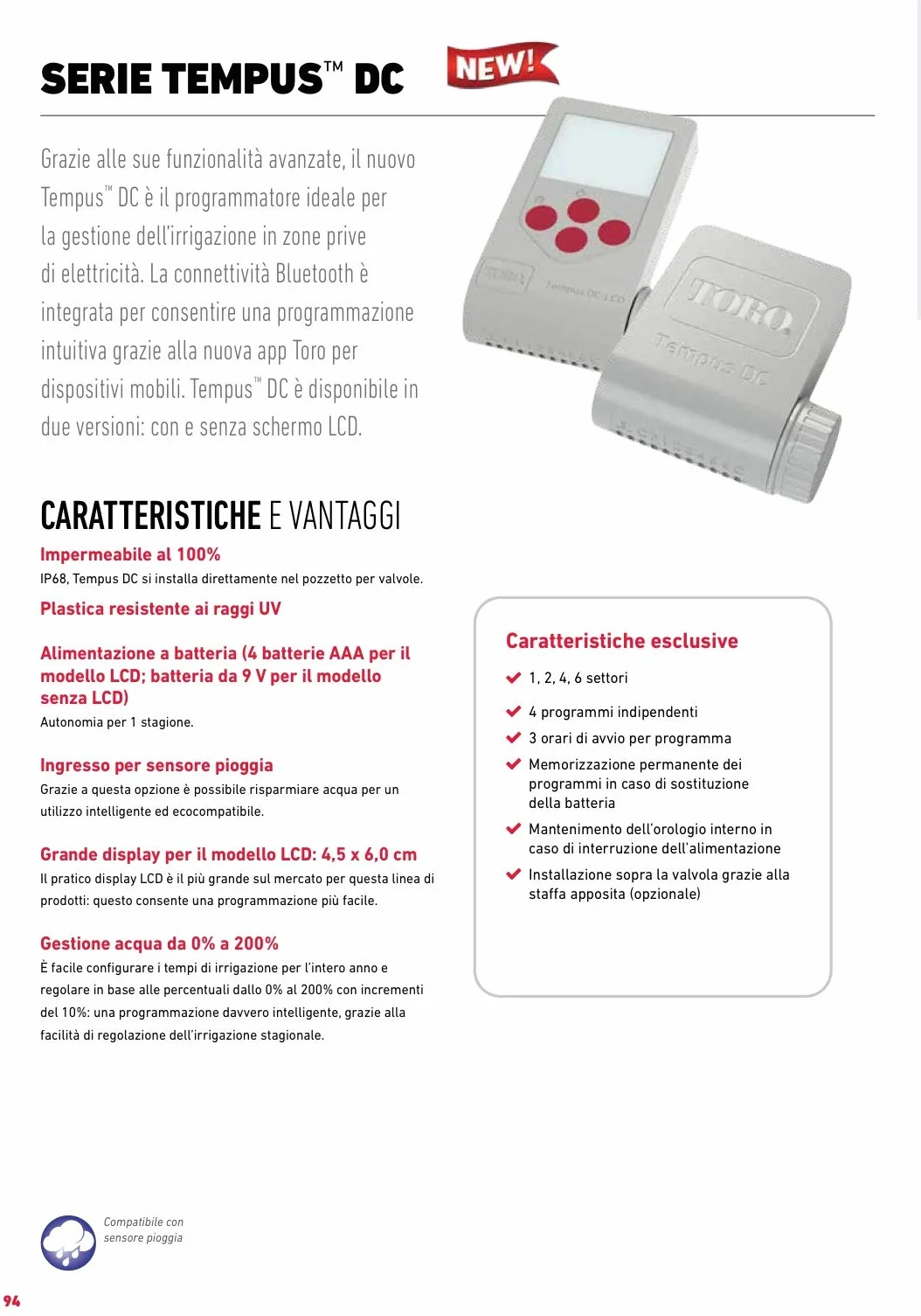 Toro Tempus WP 4-DC-L BT 4-strefowy Bluetooth sterownik nawadniania z wyświetlaczem LCD