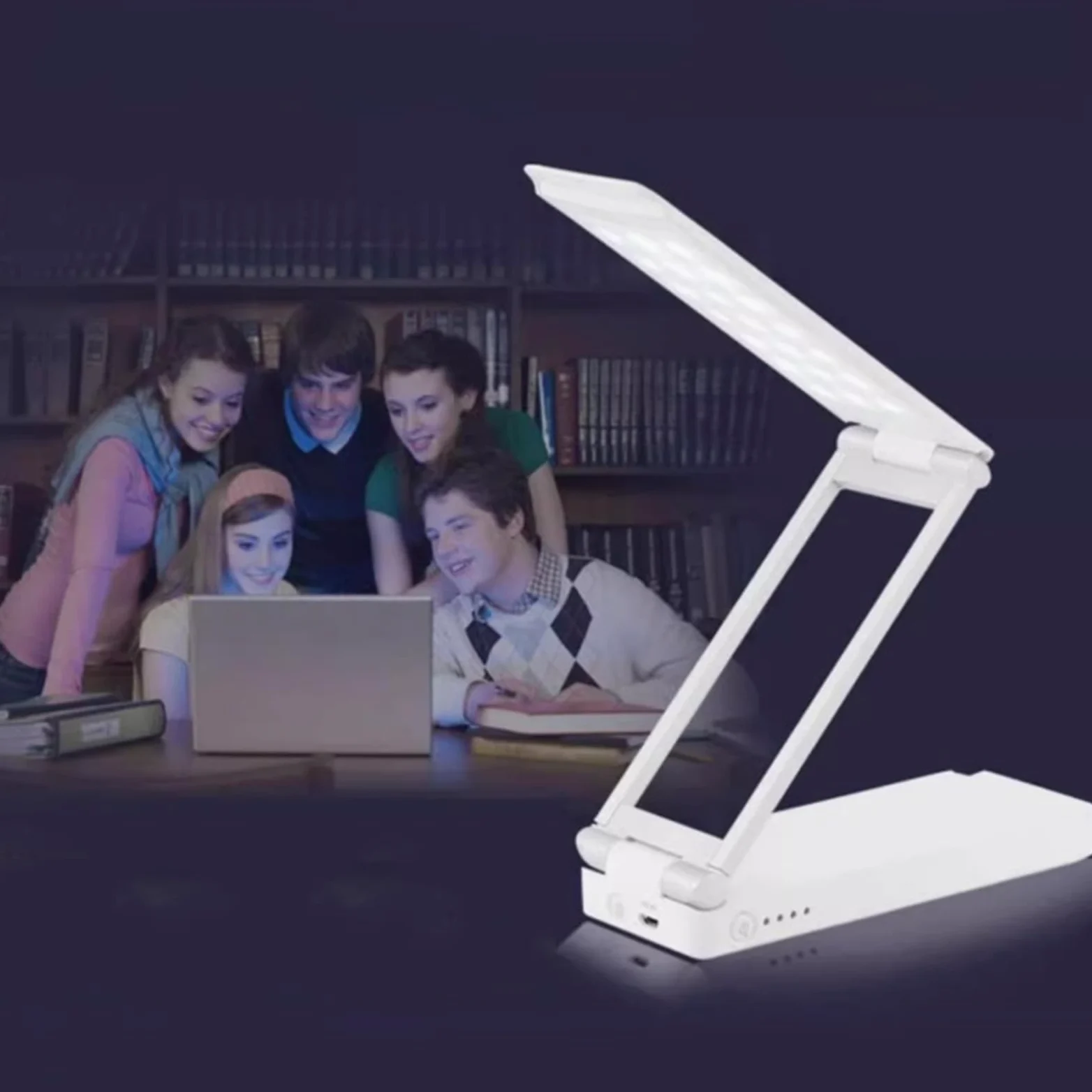 Lampa do nauki Przenośna składana lampa biurkowa, ściemniana lampa biurkowa LED z 5 trybami świecenia, lampa do nauki czytania z ochroną oczu i 2 portami ładowania USB Lampy biurkowe do domowego biura