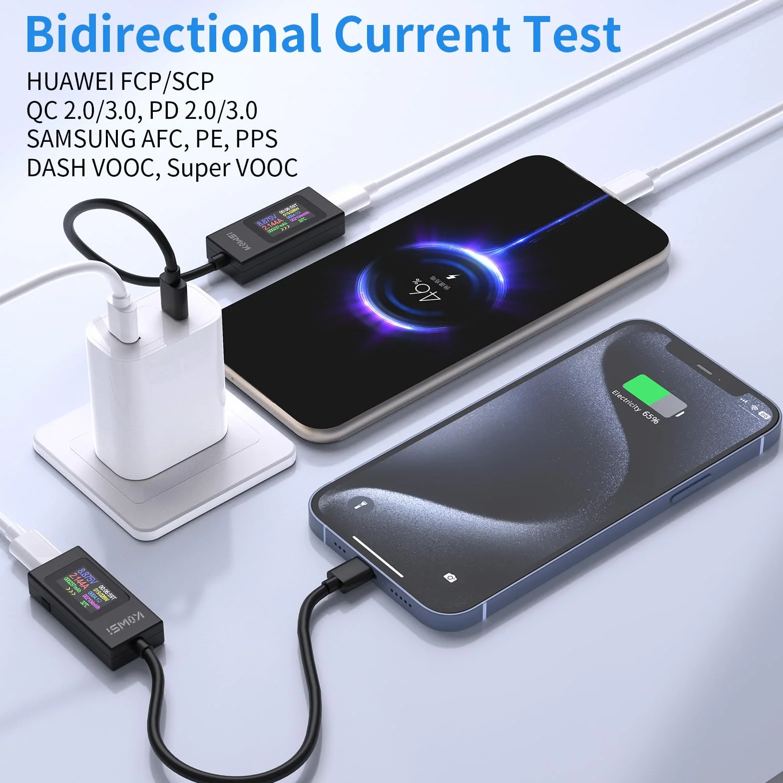 USB C Tester Miernik Mocy 4-30V 0-6.5A, Miernik Napięcia i Prądu Typ-C Multimetr, Pojemność USB, Czas Pracy Amperomierz Woltomierz Detektor ładowarki Banku Mocy