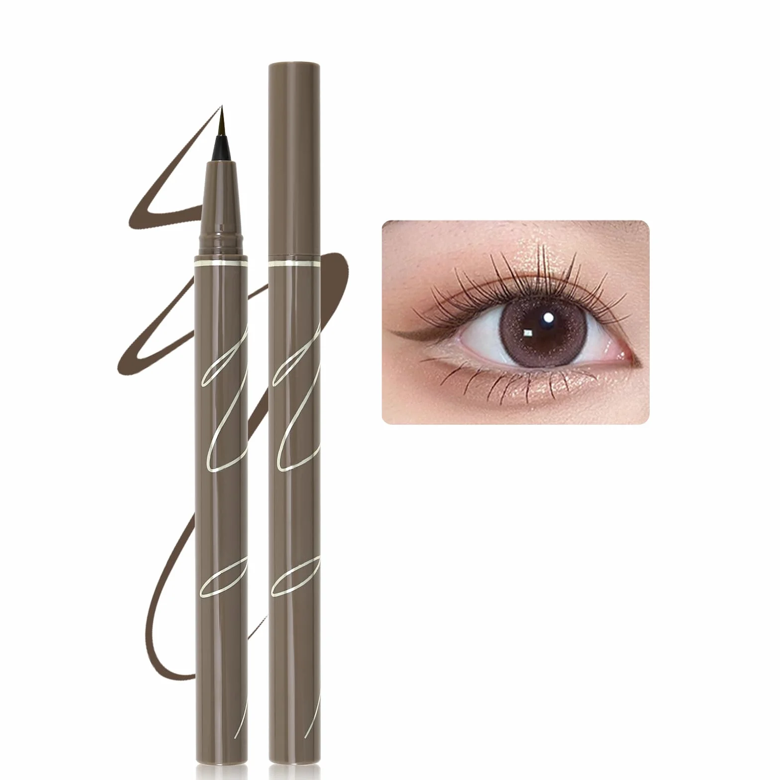 Erinde Gray Brown Liquid Eyeliner – High Precision, płynny szary tusz do powiek, profesjonalny wodoodporny, długotrwały, szybkoschnący koreański makijaż oczu