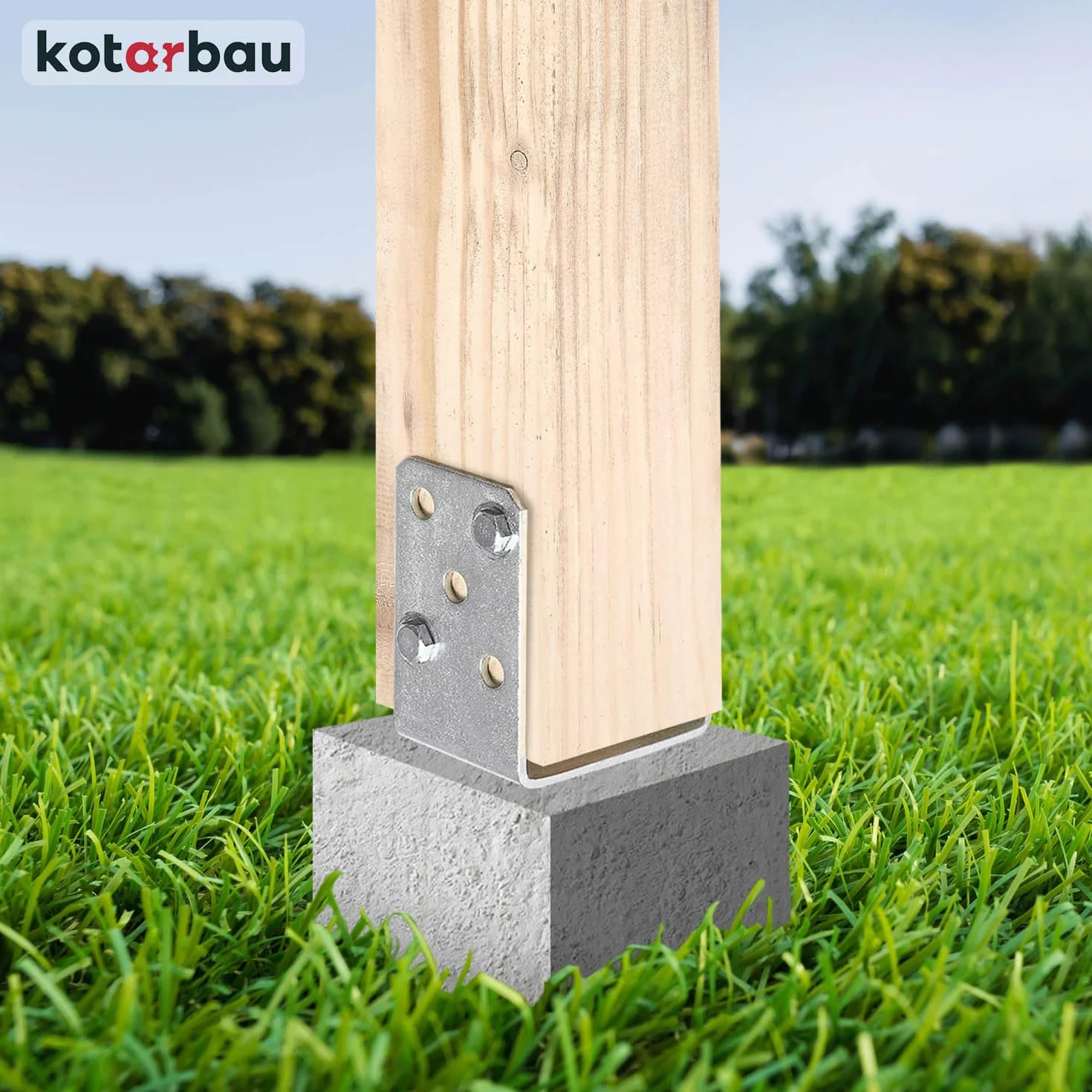 KOTARBAU® Wspornik słupka w kształcie litery U, 150 mm, ocynkowany ogniowo, srebrny, idealne rozwiązanie do łączenia różnych elementów