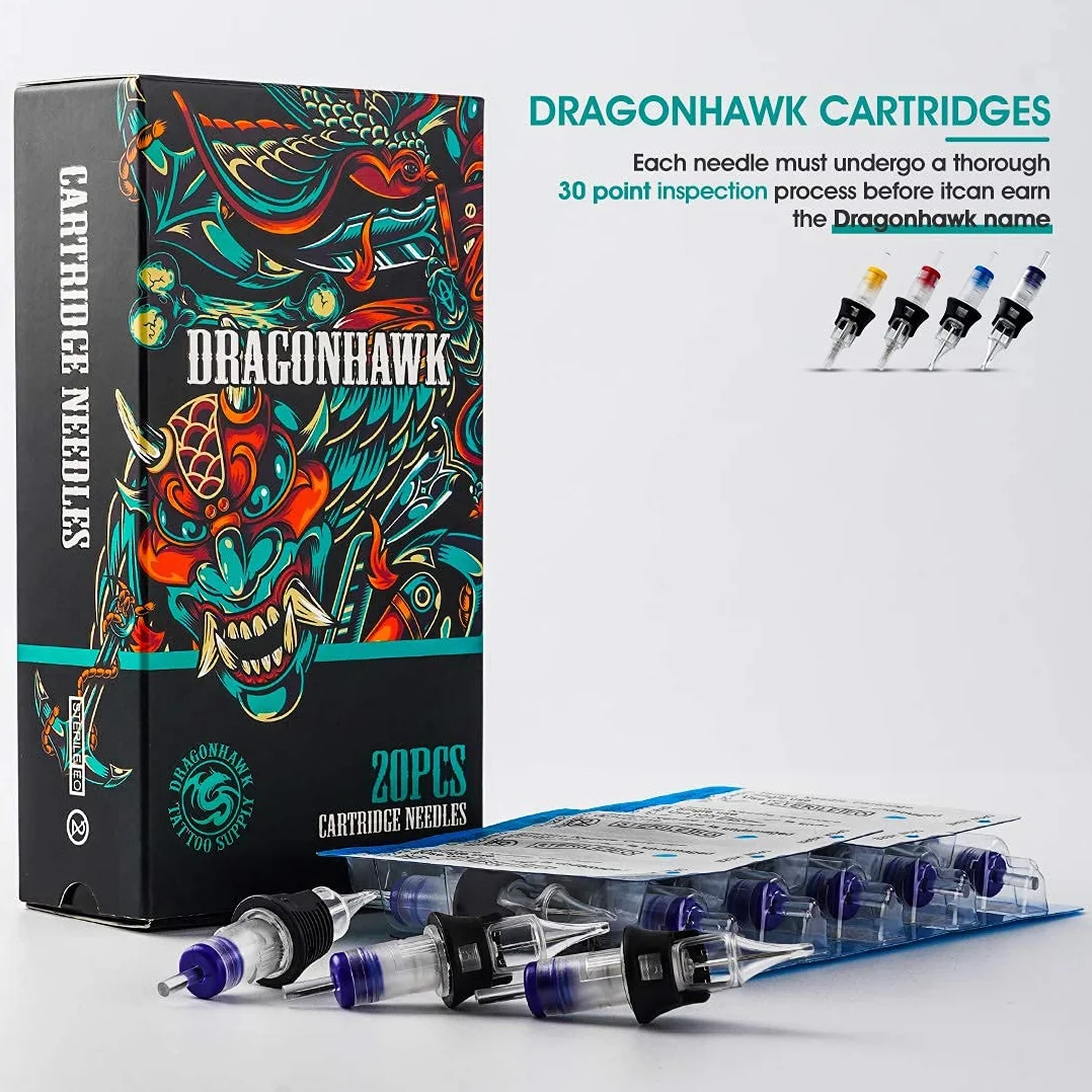 Dragonhawk Tattoo Machine Set Wireless Rotary Tattoo Pen Machine Motor Gun Wireless Battery Power Supply with RCA Jack Tattoo Cartridges Needles for Tattoo Beginners