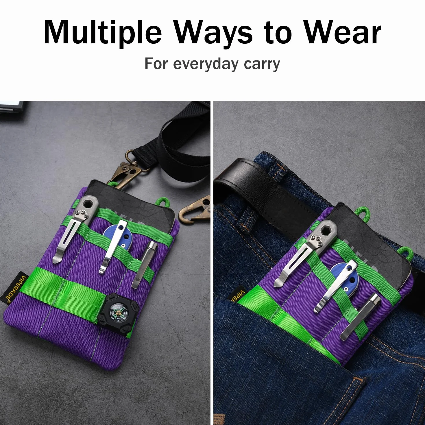 VIPERADE VE1 EDC Organizer kieszonkowy na narzędzia, mała torba EDC z 5 kieszeniami, mały organizer na narzędzia wielofunkcyjne, nylonowa osłona narzędziowa na latarkę, narzędzia wielofunkcyjne