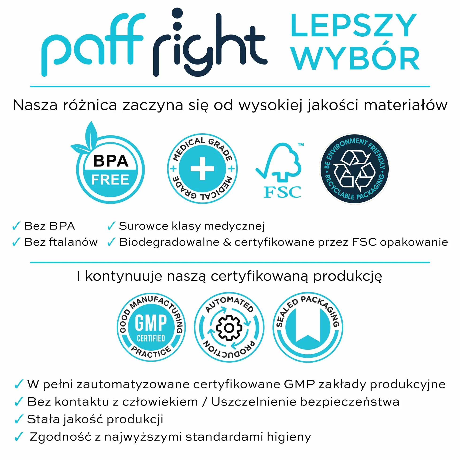 Paffright 600 filtrów do papierosów, antysmolisty filtr 8 mm, plastikowy ustnik do standardowych papierosów