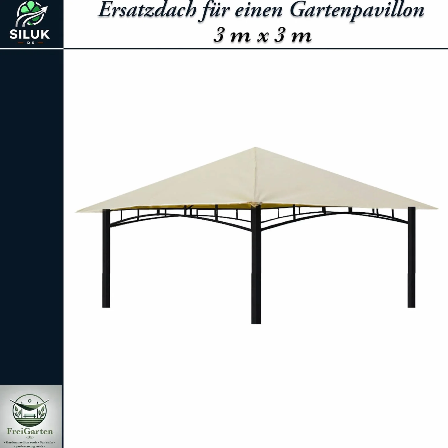 Dach zapasowy do pawilonu, 3 x 3 m, piaskowy, antyczny, wodoszczelny, materiał: Panama PCV Soft 370 g/m², bardzo mocny, model 3 (beżowy)