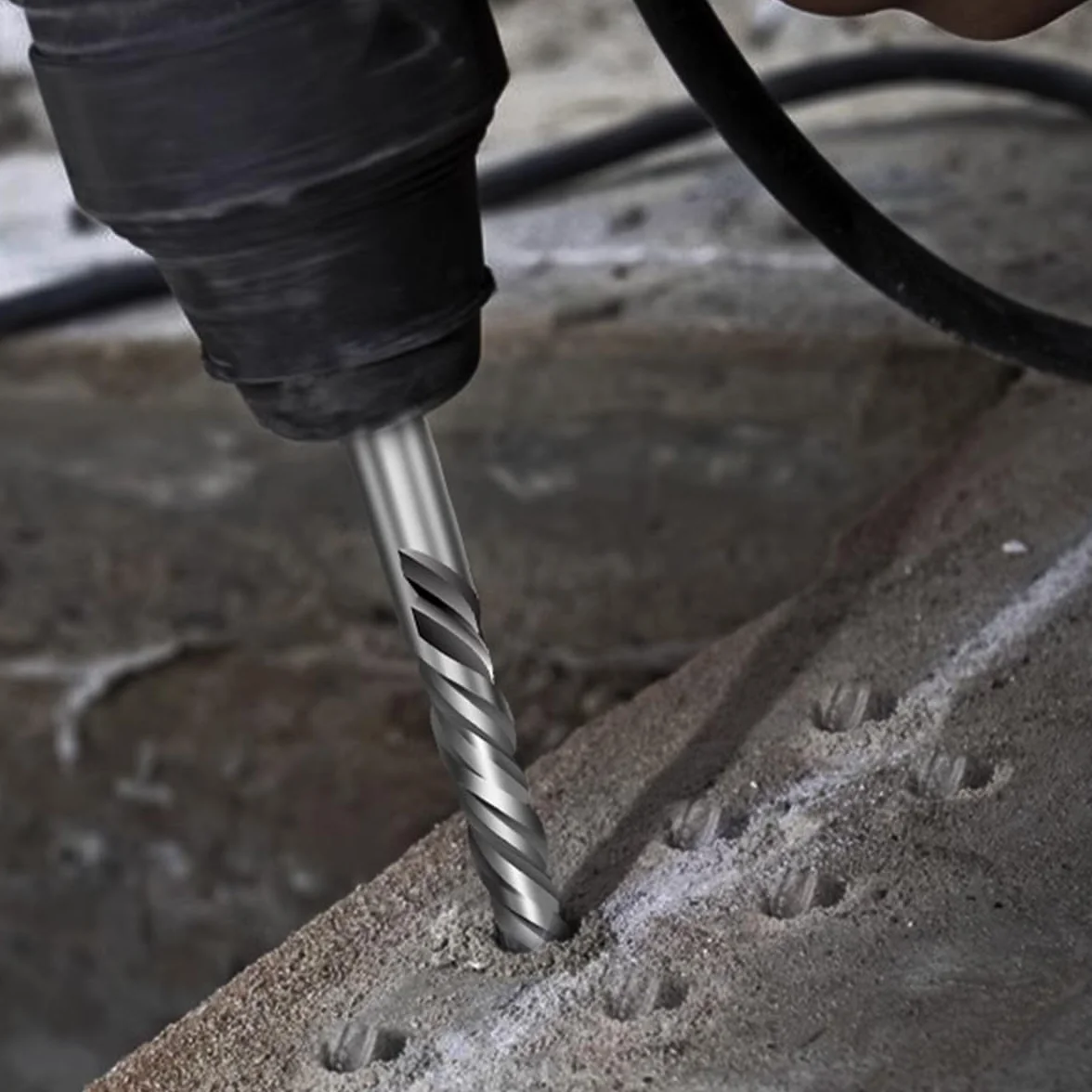 SUQIN Wiertło Udarowe SDS Plus 30mm*350mm-Profesjonalne Wiertło Do Betonu Do Kamienia Z 4 Ostrzami Z Twardego Metalu Nadaje Się Do Wiercenia W Betonie/Kamieniu/Murze