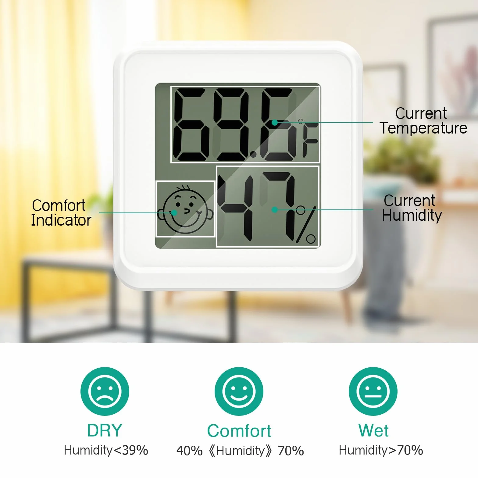 ORIA Mini cyfrowy termometr higrometr 2 sztuki LCD wskaźnik komfortu termometr pokojowy