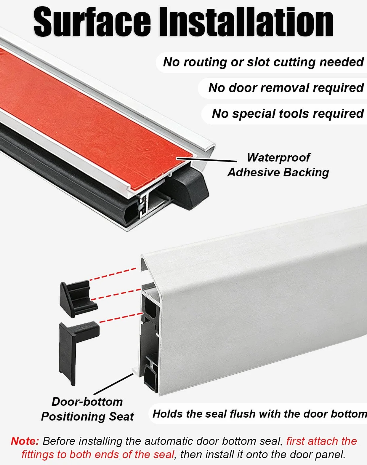 Automatyczna Uszczelka Dolna Nawierzchniowa Automatyczna Uszczelka Opadająca | Samoregulująca Się Uszczelka Przeciwwiatrowa do Drzwi, Aluminiowy Mechaniczny Profil Uszczelniający Szczelinę Pod Drzwiami