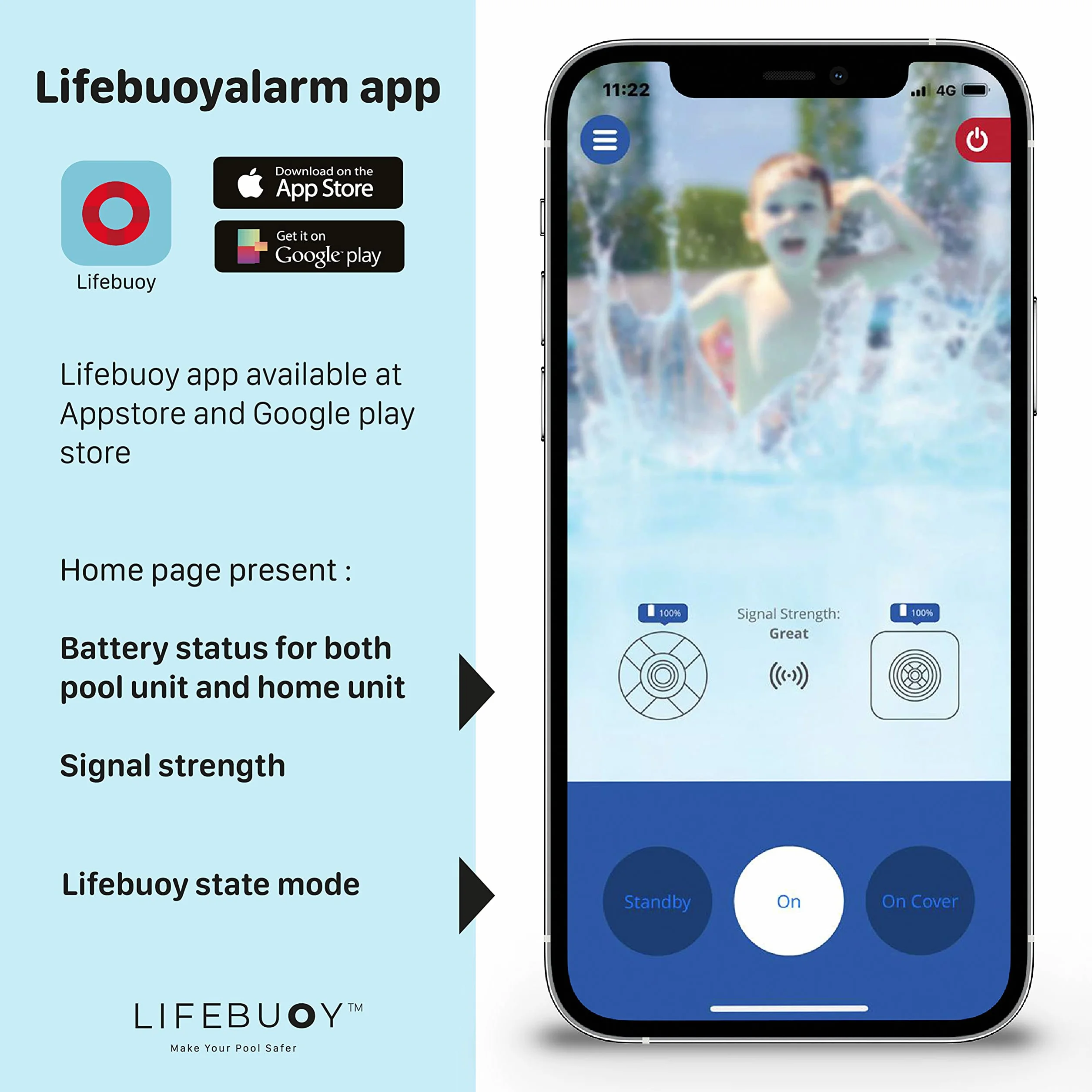 Lifebuoy System alarmowy do basenu inteligentny sterowany aplikacją wydajna syrena