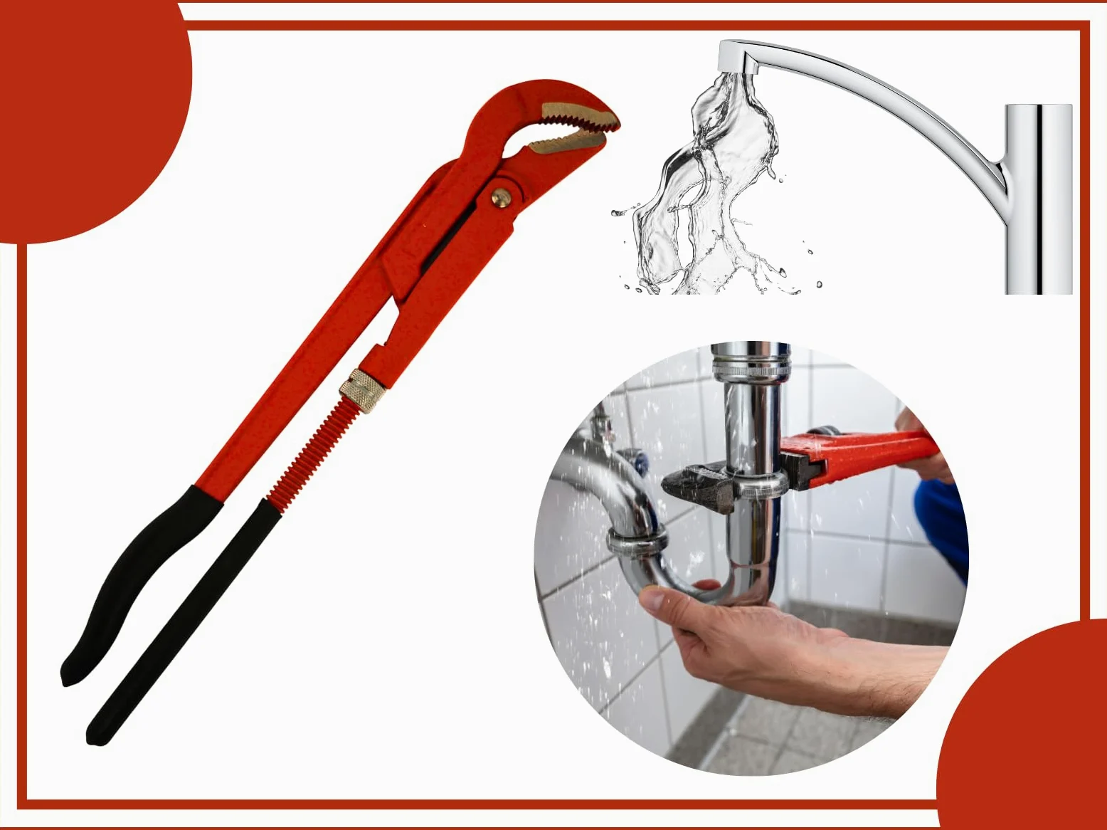 3-częściowy zestaw szczypiec do rur – 1" 1,5" 2" – regulowany stalowy klucz do rur – czerwone hydrauliczne szczypce do rur – wytrzymała konstrukcja stalowa do instalacji sanitarnych i