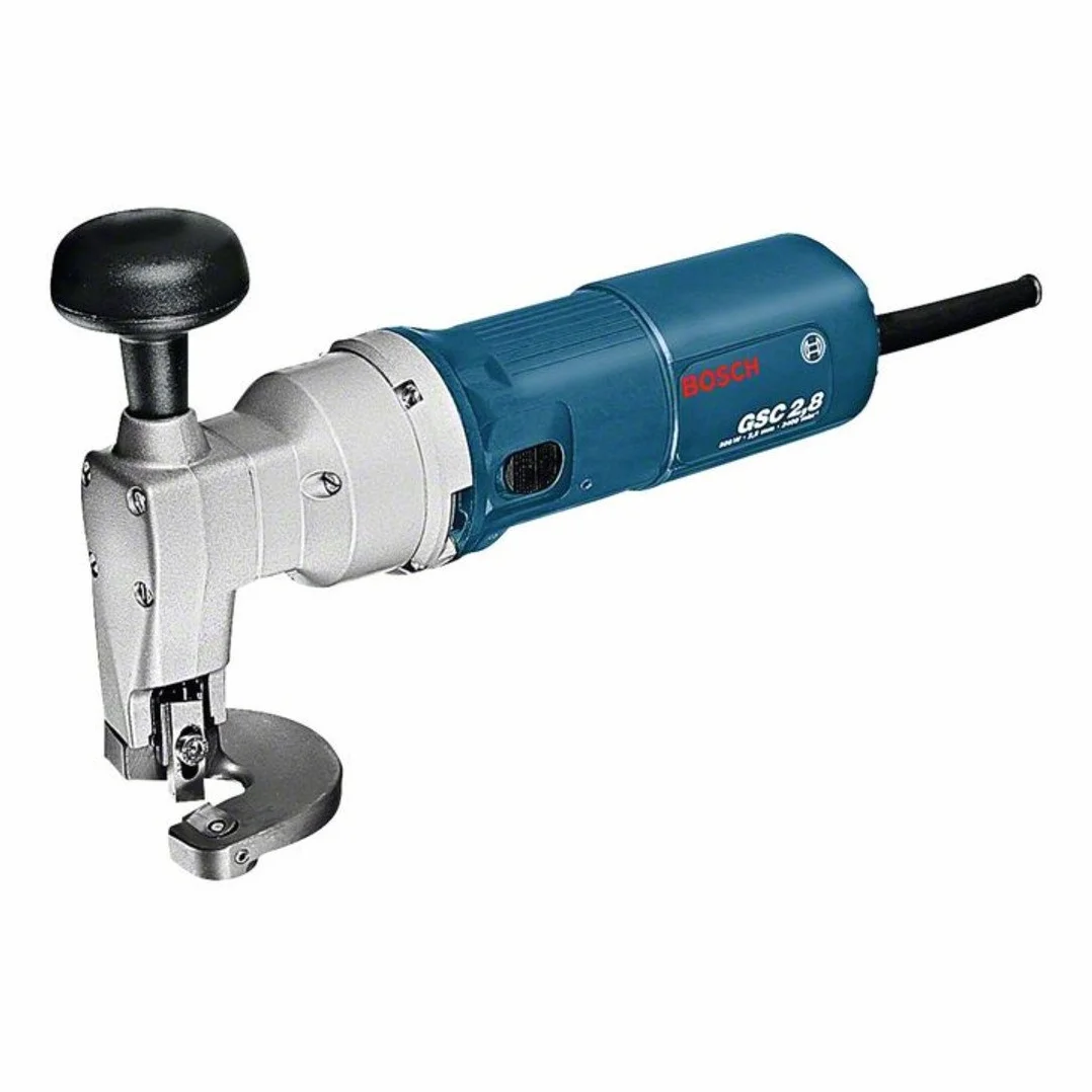 Bosch Professional: nożyce do blachy GSC 2,8 (prędkość skokowa 1 500 min–1, przymiar nastawczy, klucz sześciokątny rozm. 2.5, klucz sześciokątny rozm. 5, 1 zestaw noży do nożyc do blachy)