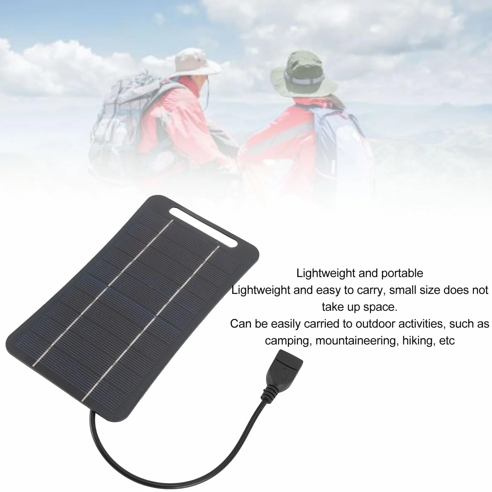 Panel Słoneczny 5V 5W USB Monokrystaliczny Krzemowy Przenośna Ładowarka Solarna Czarny