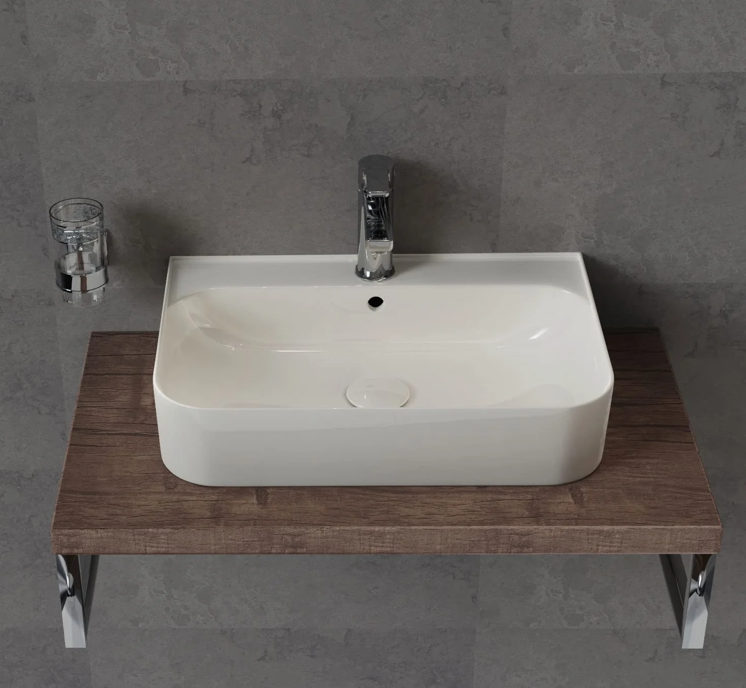 Aqua Bagno | Kwadratowa Umywalka Nablatowa, Biała, Błyszcząca, Ceramiczna, Do Rąk, Szerokość 55 cm