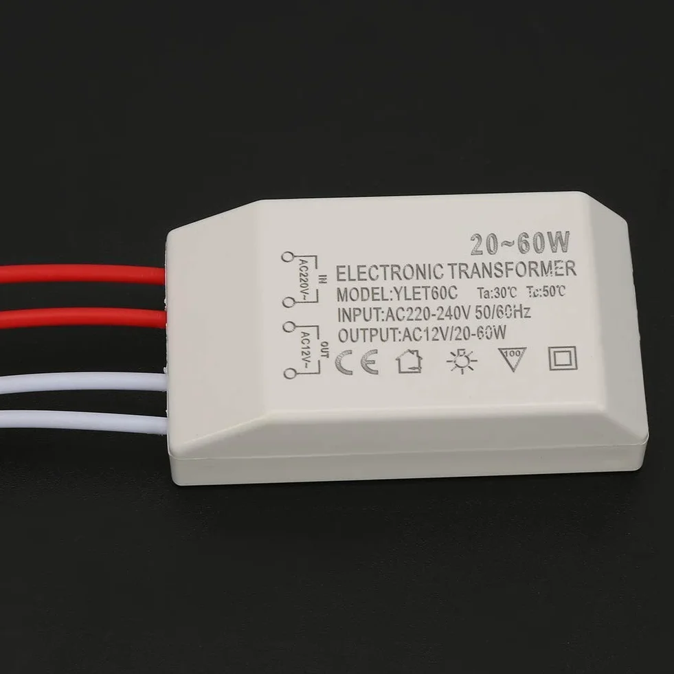 Jeffergarden Przetwornica Napięcia AC 220V na 12V, Transformator Elektroniczny 20-60W, do Lamp Halogenowych G4