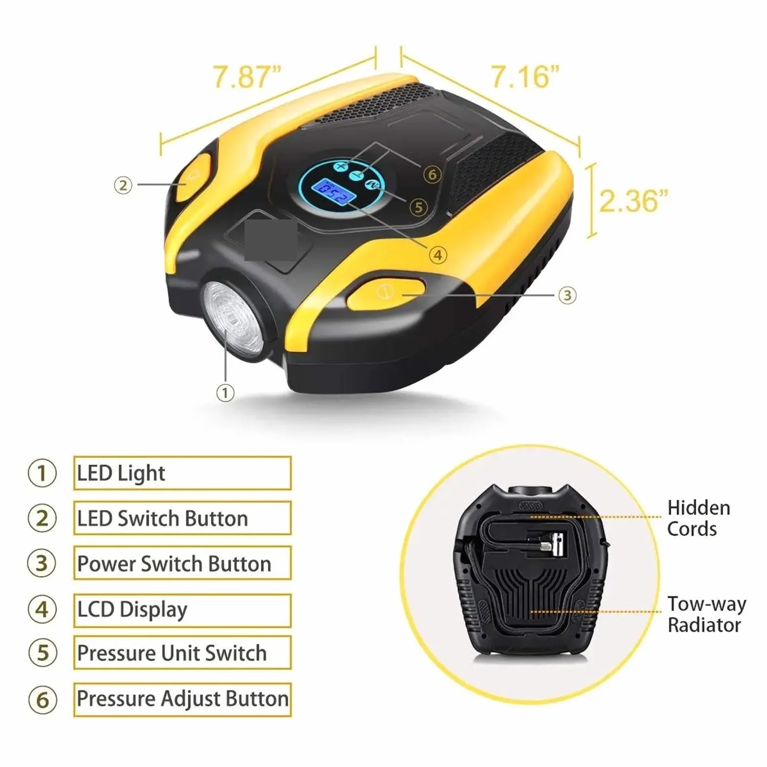 Cyfrowa Pompka Do Opon Samochodowych Auto Przenośna Sprężarka Powietrza Kół Elektryczna Mini Inflator 12V Szybki Użyciu