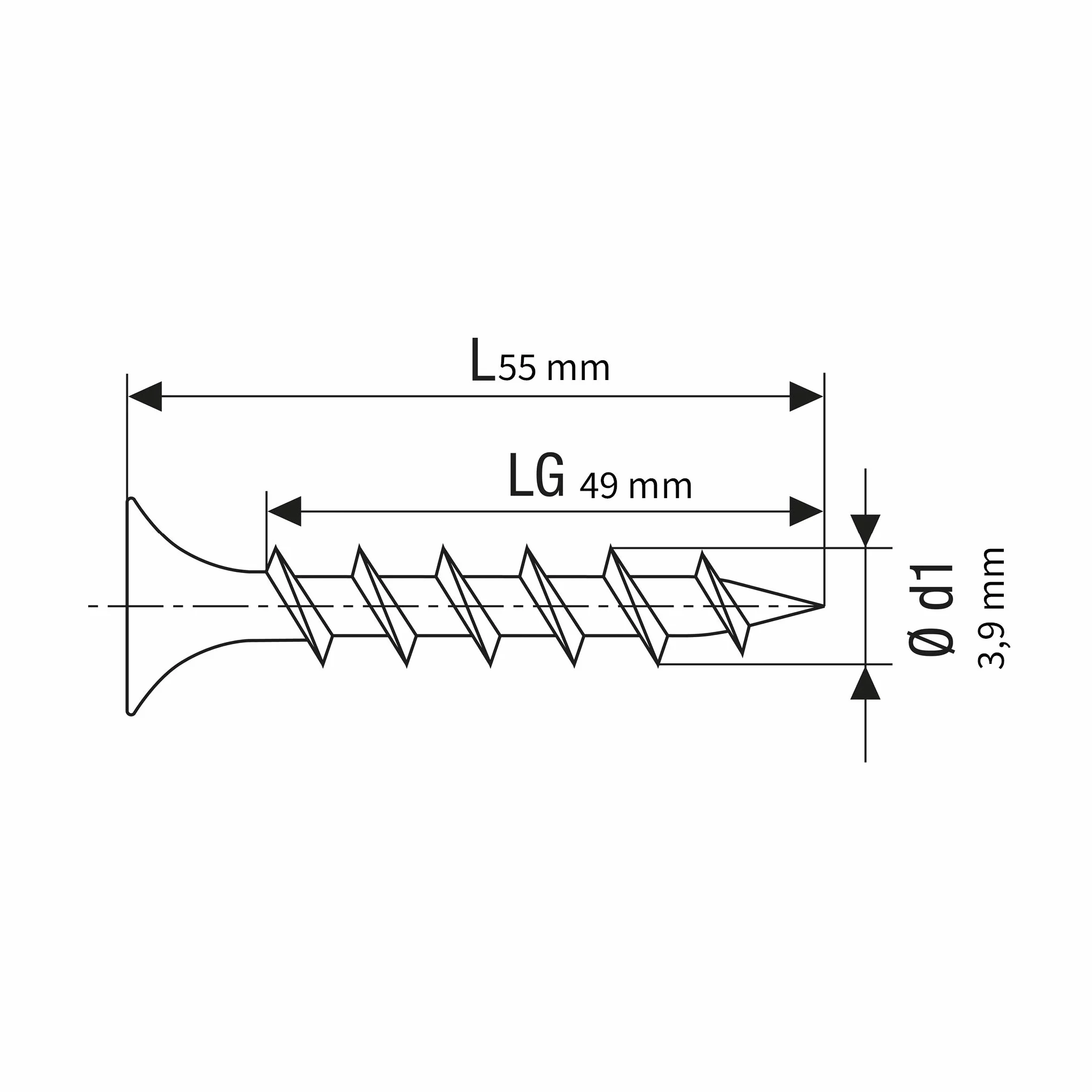 SPAX GIX-B Wkręty do szybkiego montażu 3,9 x 55 mm, gwint gruboziarnisty, 500 sztuk, łeb trąbki, z rowkiem krzyżowym H2, śruby do suchej zabudowy do drewnianych podkonstrukcji – 1891170390555