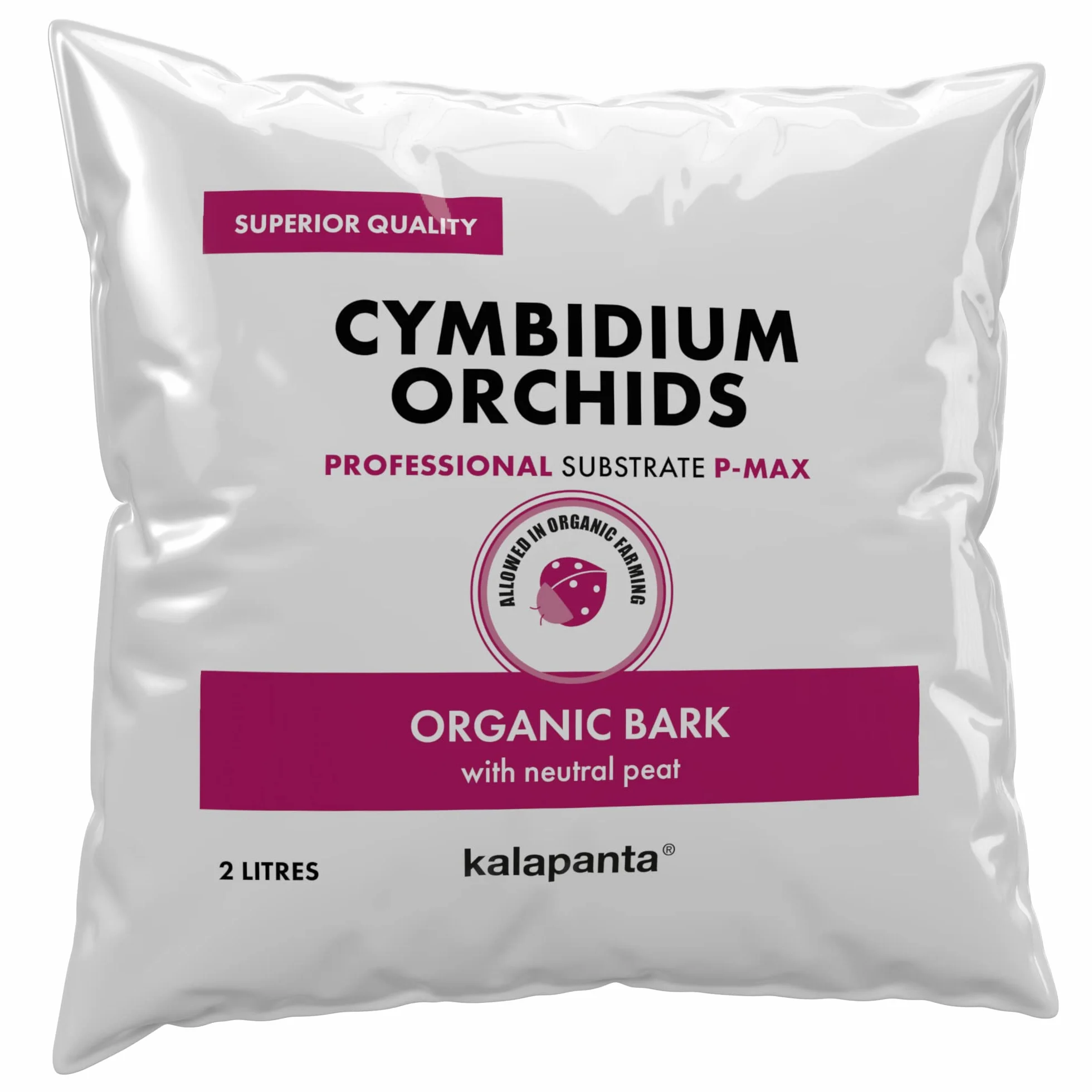 Kalapanta - Ziemia doniczkowa do storczyków Cymbidium. Mieszanka kory i torfu. Profesjonalne. Organiczny 100% naturalny, 2 litry