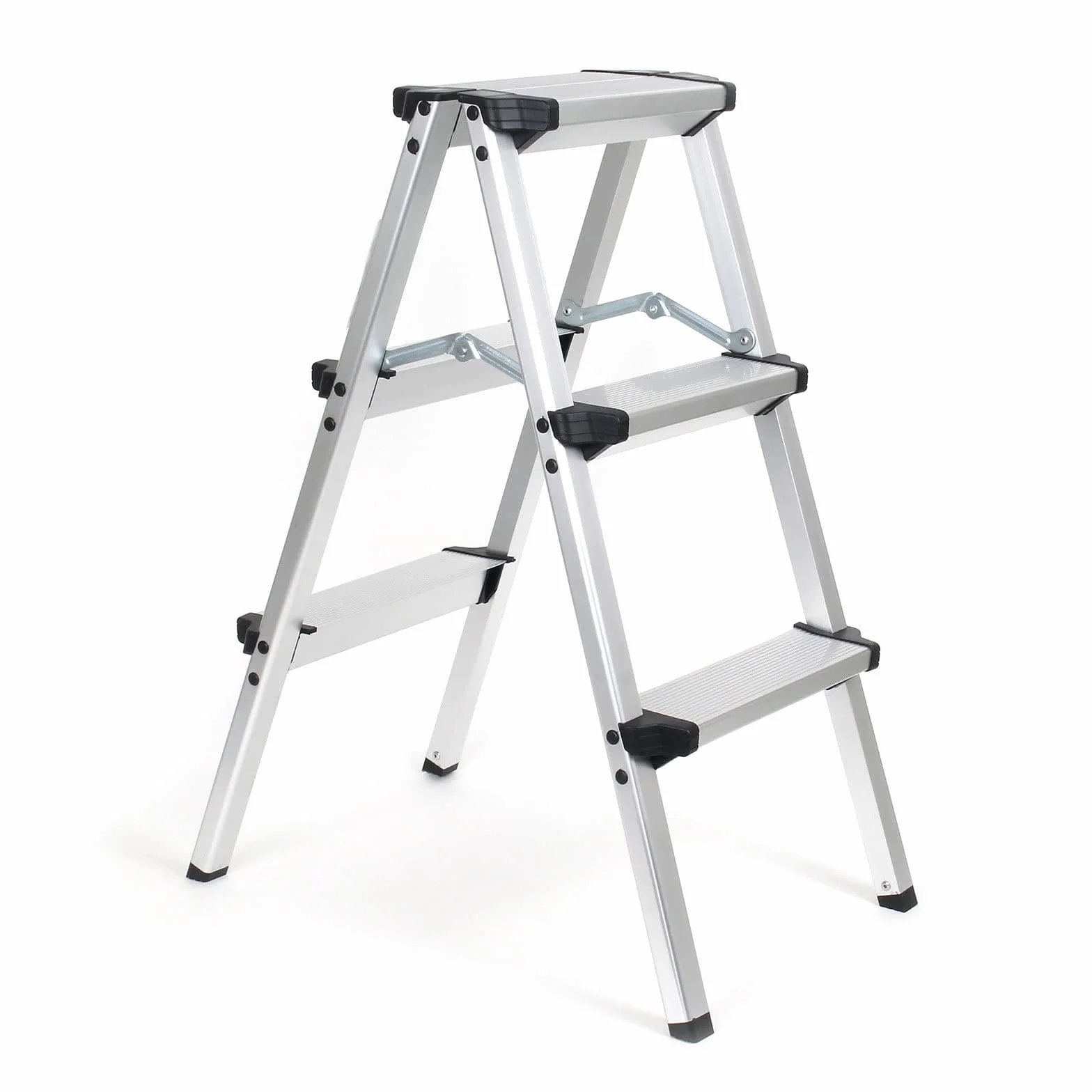 TREPPE Aluminiowa drabina składana dwustronna nożycowa 3 stopnie