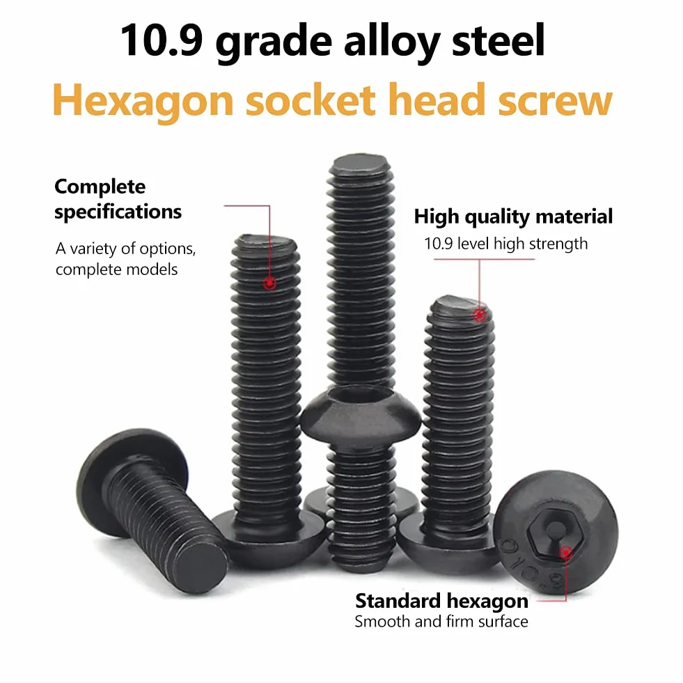 M3 Black Hex zestaw śrub 12,9 stopni, stal węglowa DIN912, 4-50 mm, pełny gwint, gładkie wykończenie (M3 x 25 mm (częściowo z gwintem) 24 szt