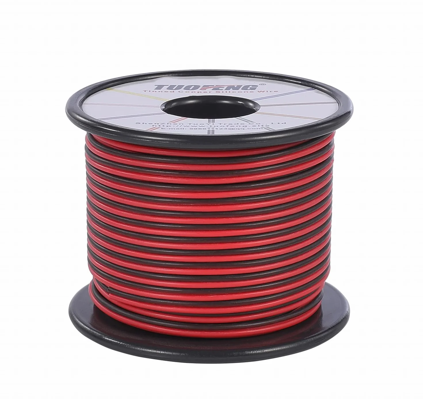 TUOFENG 20 awg silikonowy przewód elektryczny przedłużający kabel 60 metrów kołowrotek [czarny 30 m czerwony 30 m] 2 przewody równoległe przewód przewodu elastyczny 20 mm podłączenie beztlenowe nitki ocynkowany drut miedziany
