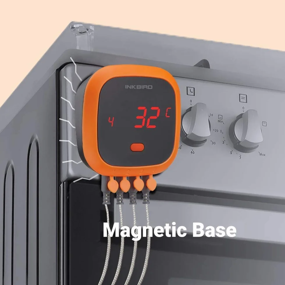 Inkbird IBT-4XC wodoodporny termometr kuchenny, Bluetooth, termometr do grillowania z czujnikiem temperatury, magnetyczny termometr do gotowania mięsa do grilla elektrycznego, mini piekarnik,