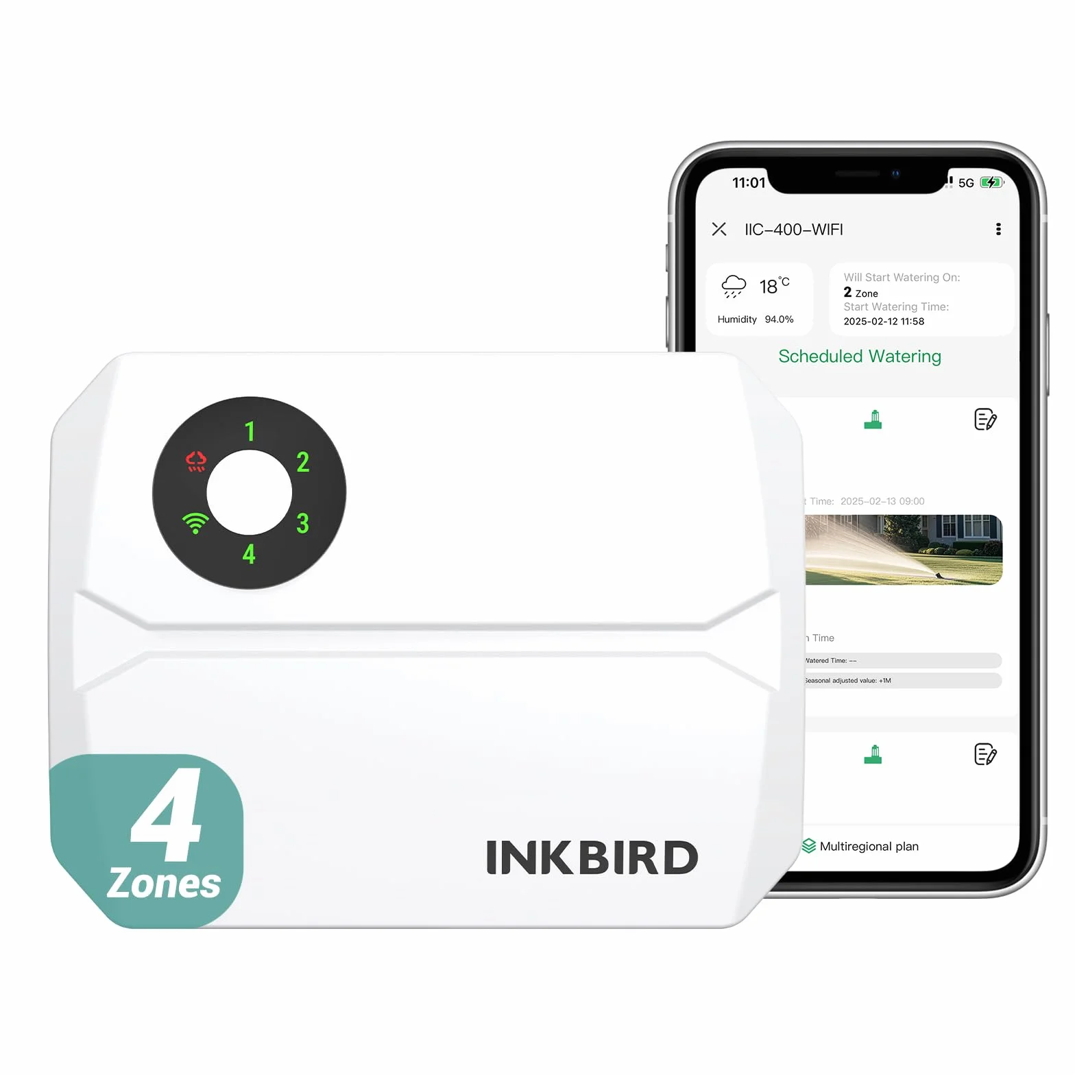 Inkbird IIC-400 bezprzewodowy komputer nawadniający, 4 strefy, kontroler systemu nawadniania