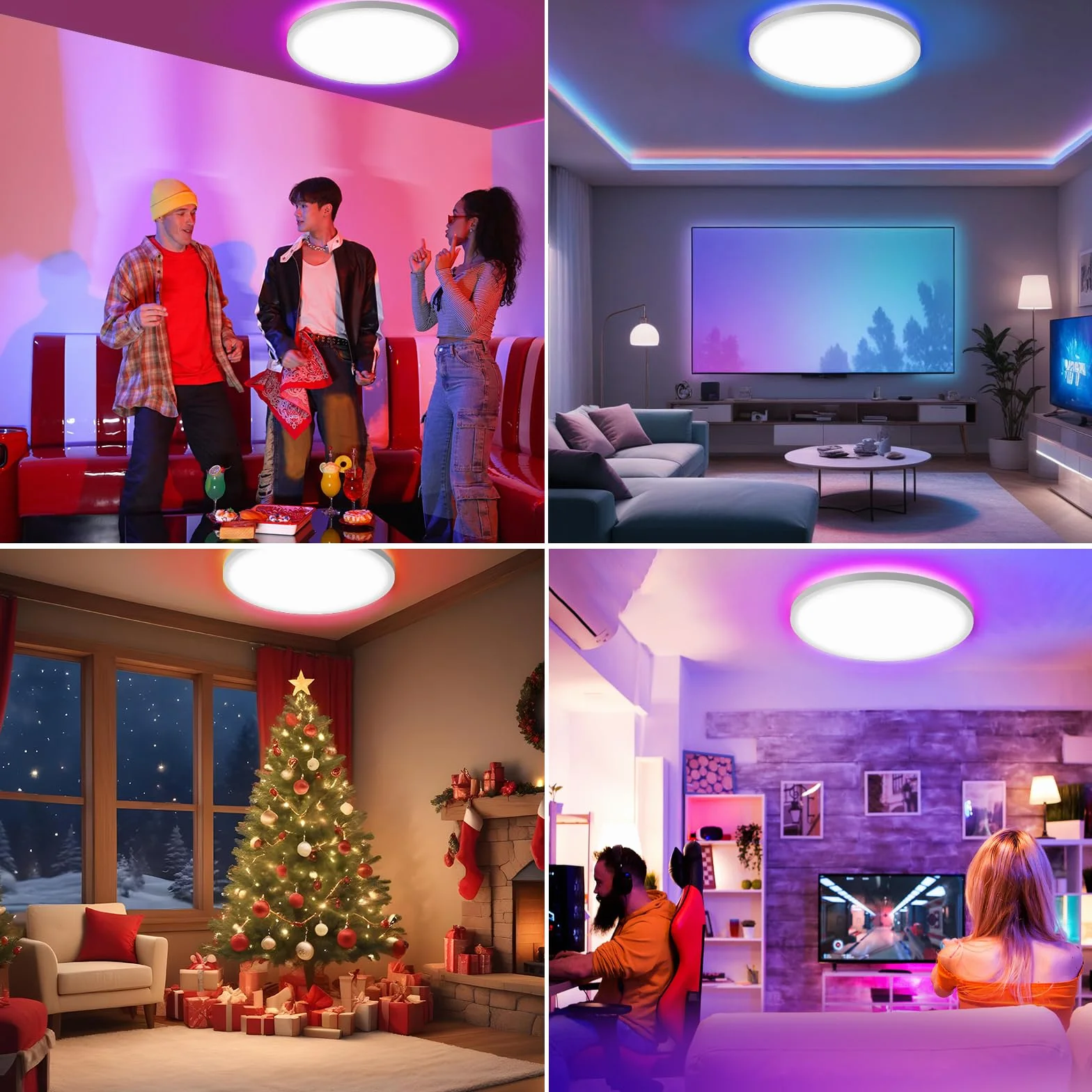 Lampa sufitowa LED 30 cm z pilotem | 24 W 3200 lm ściemnialny IP54 do łazienki | 3000-6000K Światła RGB do kuchni, przedpokoju, salonu, pokoju dziecięcego
