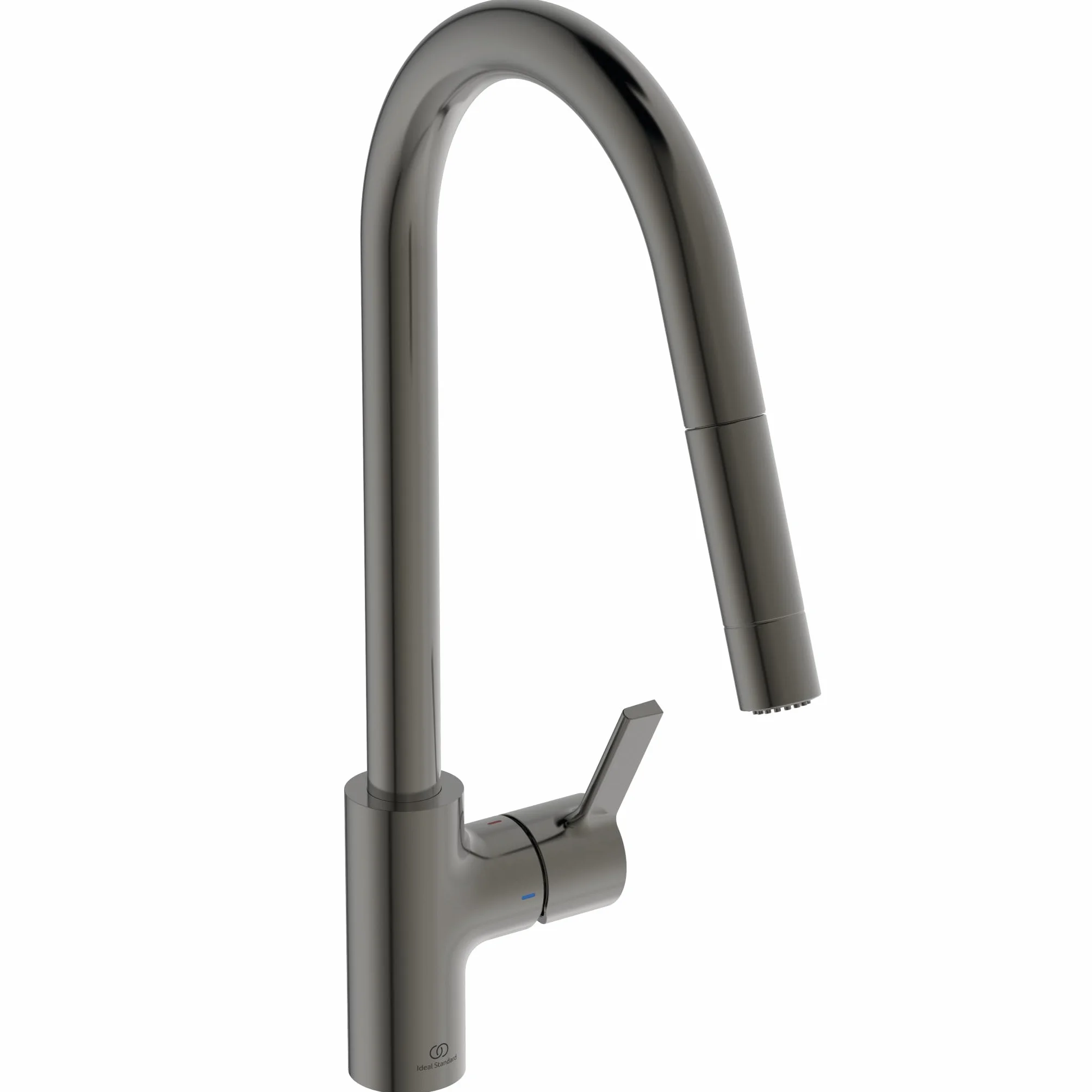 Ideal Standard - Smak jednouchwytowa bateria zlewozmywakowa do zlewu kuchennego, wysoka rura wylewkowa z dwufunkcyjną wylewką obrotową i wyciąganą, magnetic szary