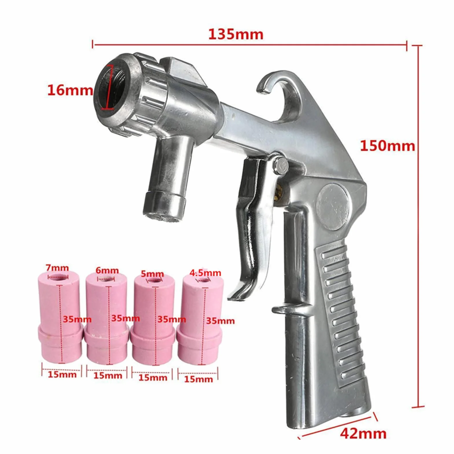 Sandblaster Air syfon pistolet natryskowy z 4 dyszami ceramicznymi, ścierny Grit piasek Feed Gun