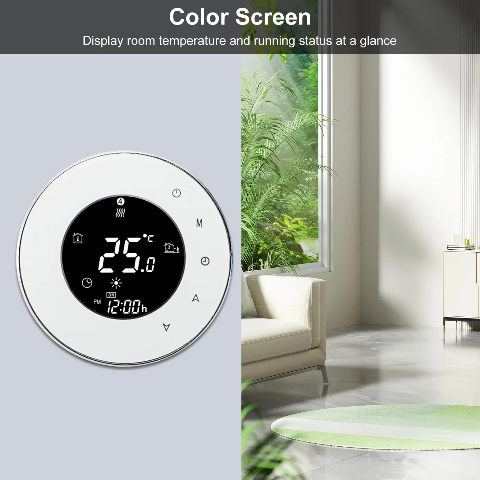 Luocute Inteligentny Termostat Wi-Fi, Programowalny Sterownik Ogrzewania Bojlera z aplikacją Touch Control Zdalny Zakres 5-35°C, dokładność 0,5°C, do Domowego Systemu Ogrzewania z (WHITE)