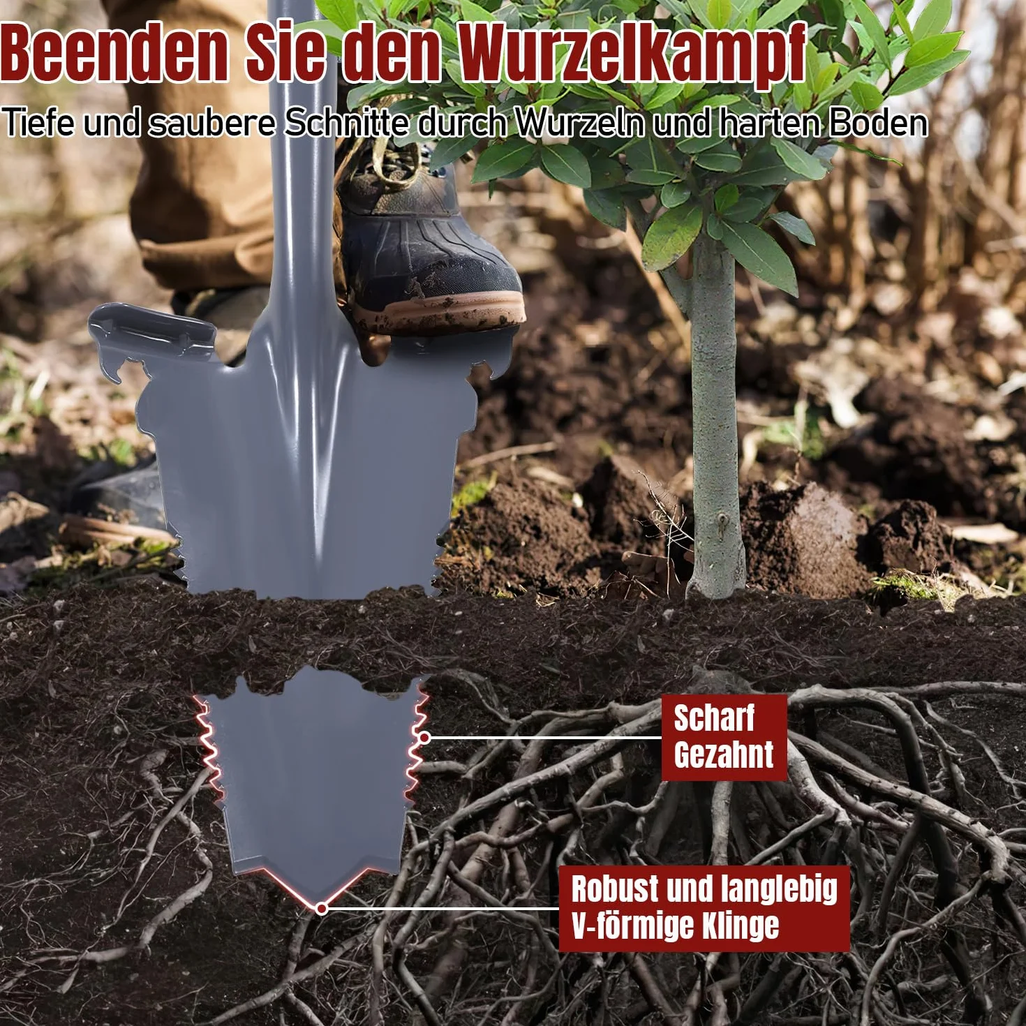 Łopatka z piłą korzeniową 114 cm V-shape ergonomiczny uchwyt