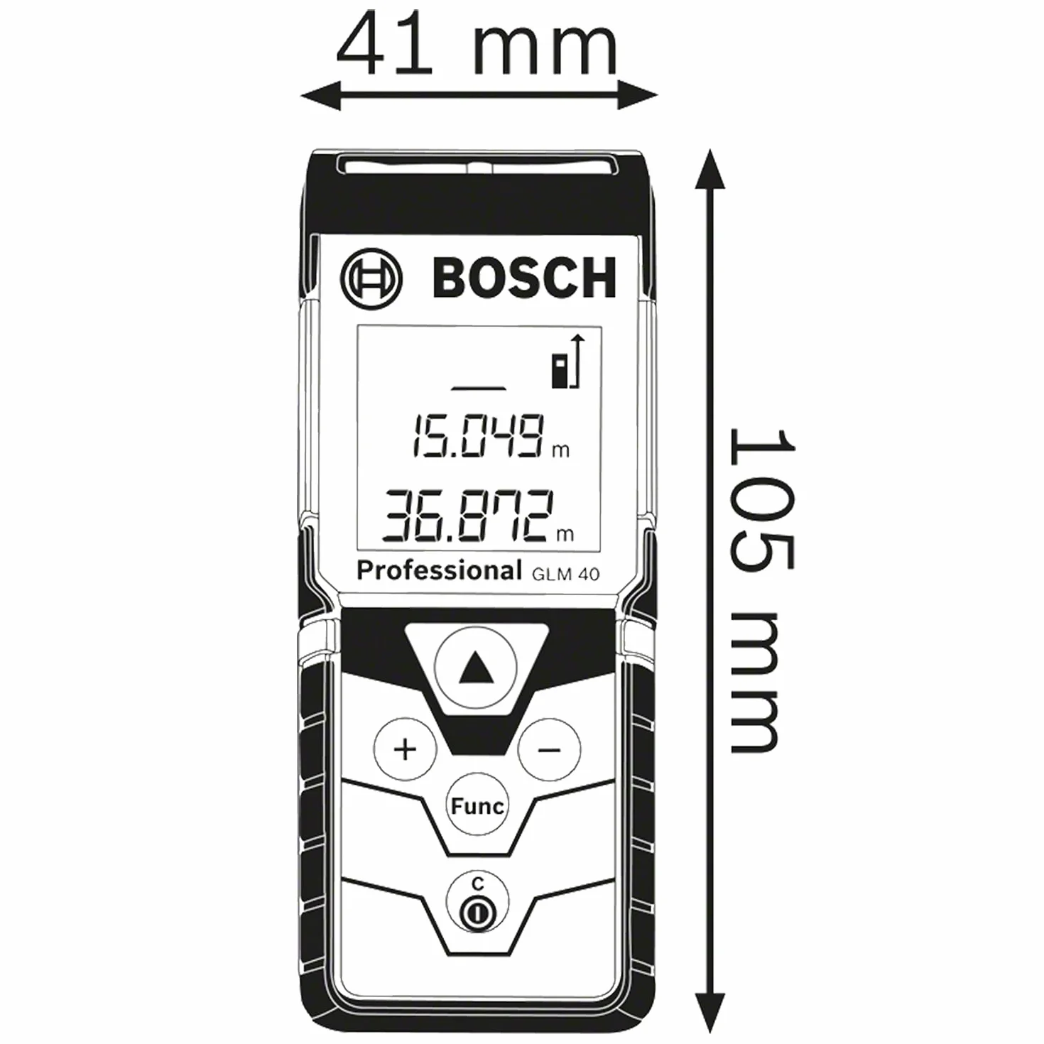 Bosch Professional Dalmierz laserowy GLM 40 (funkcja pamięci, zasięg pomiaru: 0,15–40 m, 2 baterie 1,5 V, pokrowiec) [Klasa energetyczna A+]