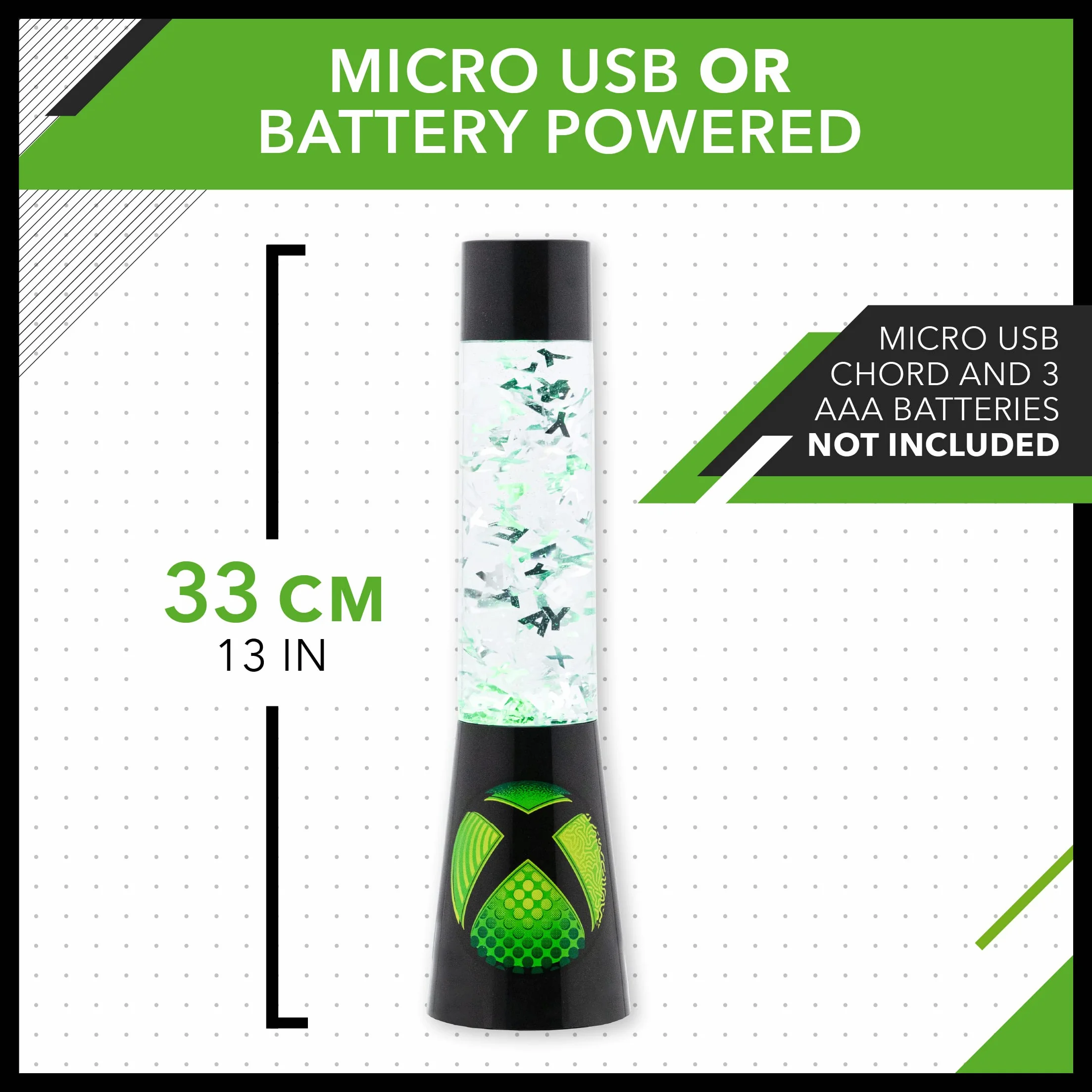 Paladone | Xbox Glitter Liquid Mood Light z pływającymi kontrolerami i ikonami | Oficjalnie licencjonowane produkty Microsoft Xbox | Lampa lawowa | Lampka nocna | Lampa biurkowa | Lampka nocna |
